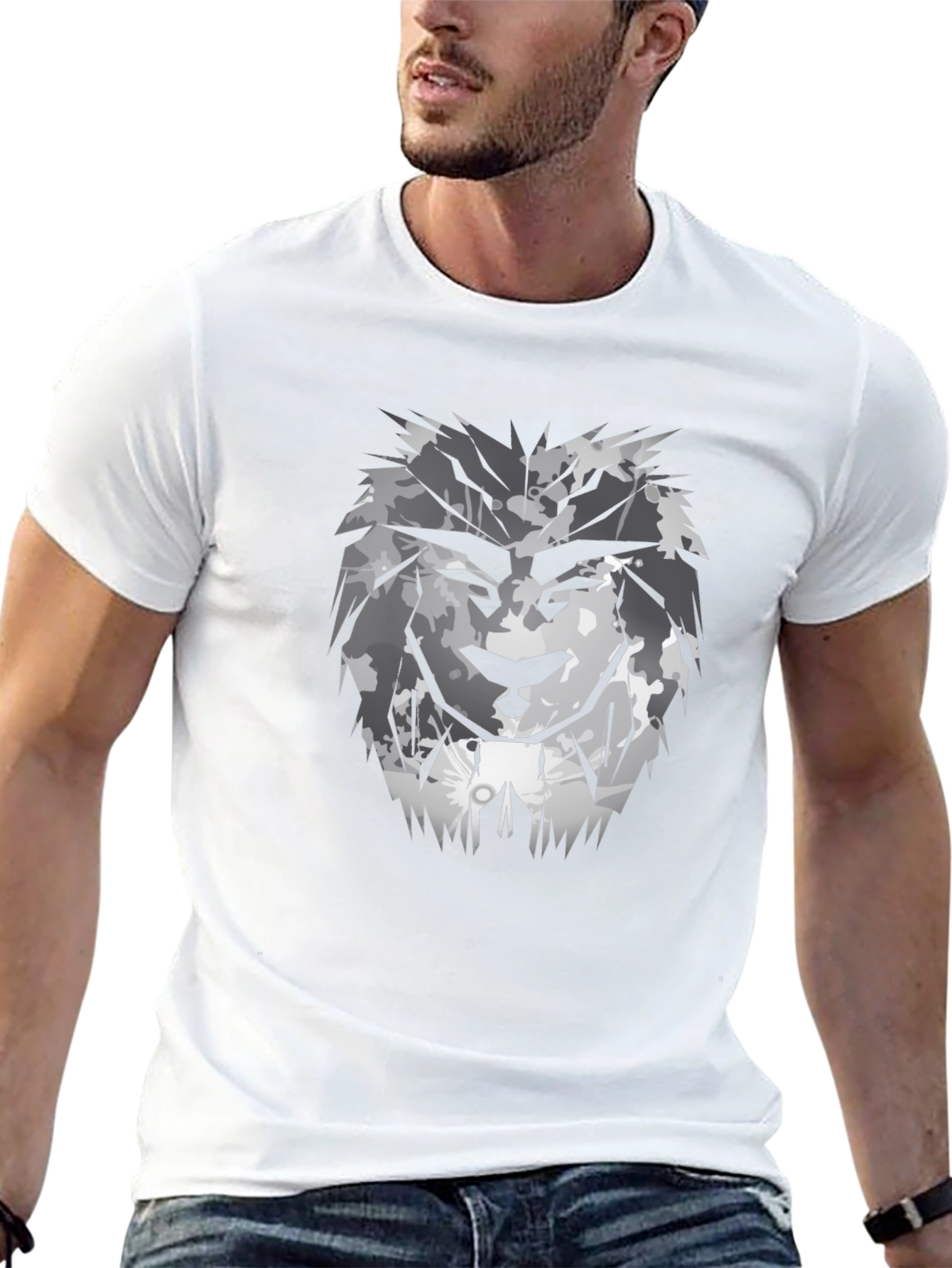 Black Black T-Shirt with Lion Graphic Print view 13