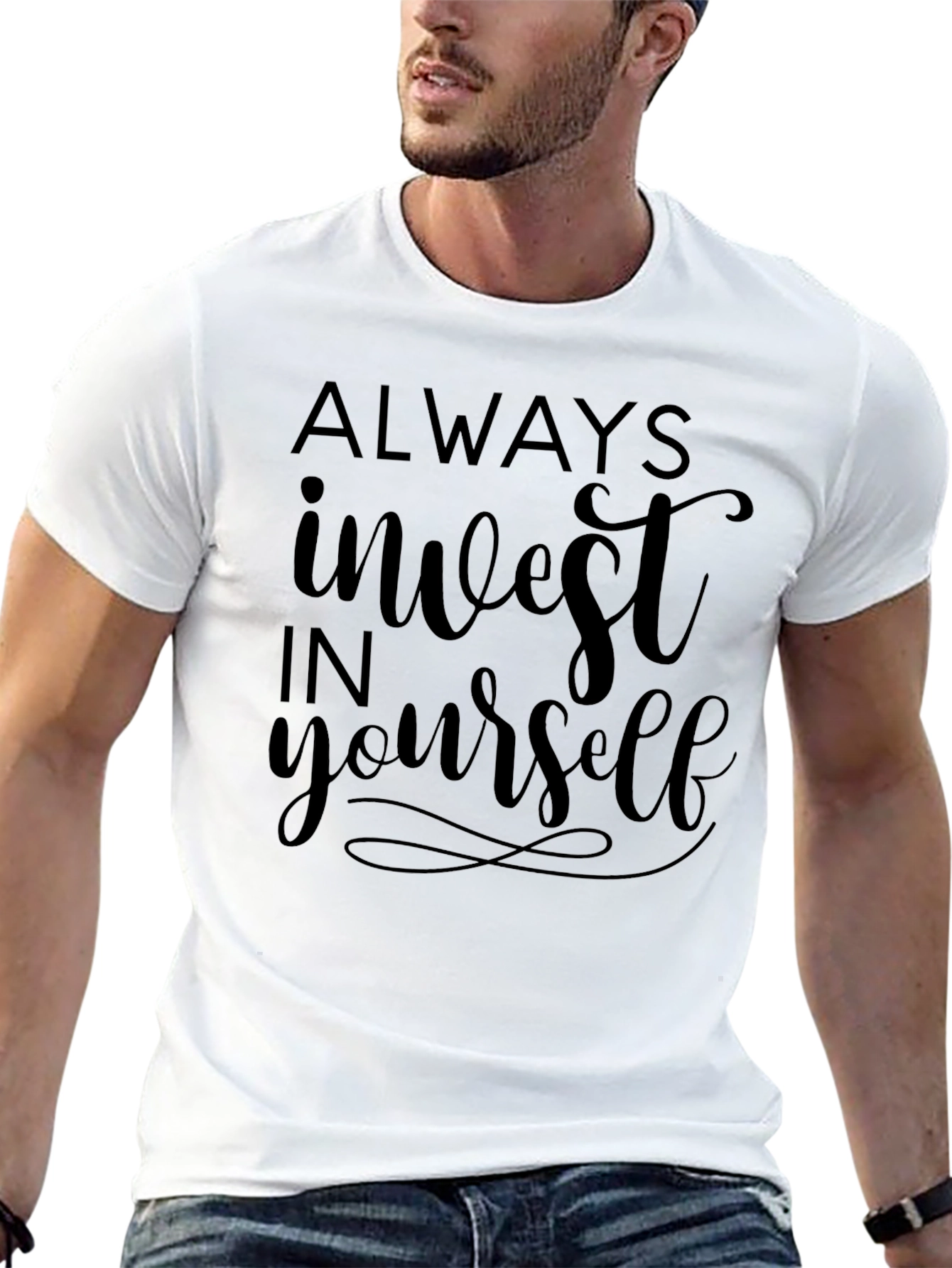 Black Invest in Yourself Graphic Tee - Black view 13