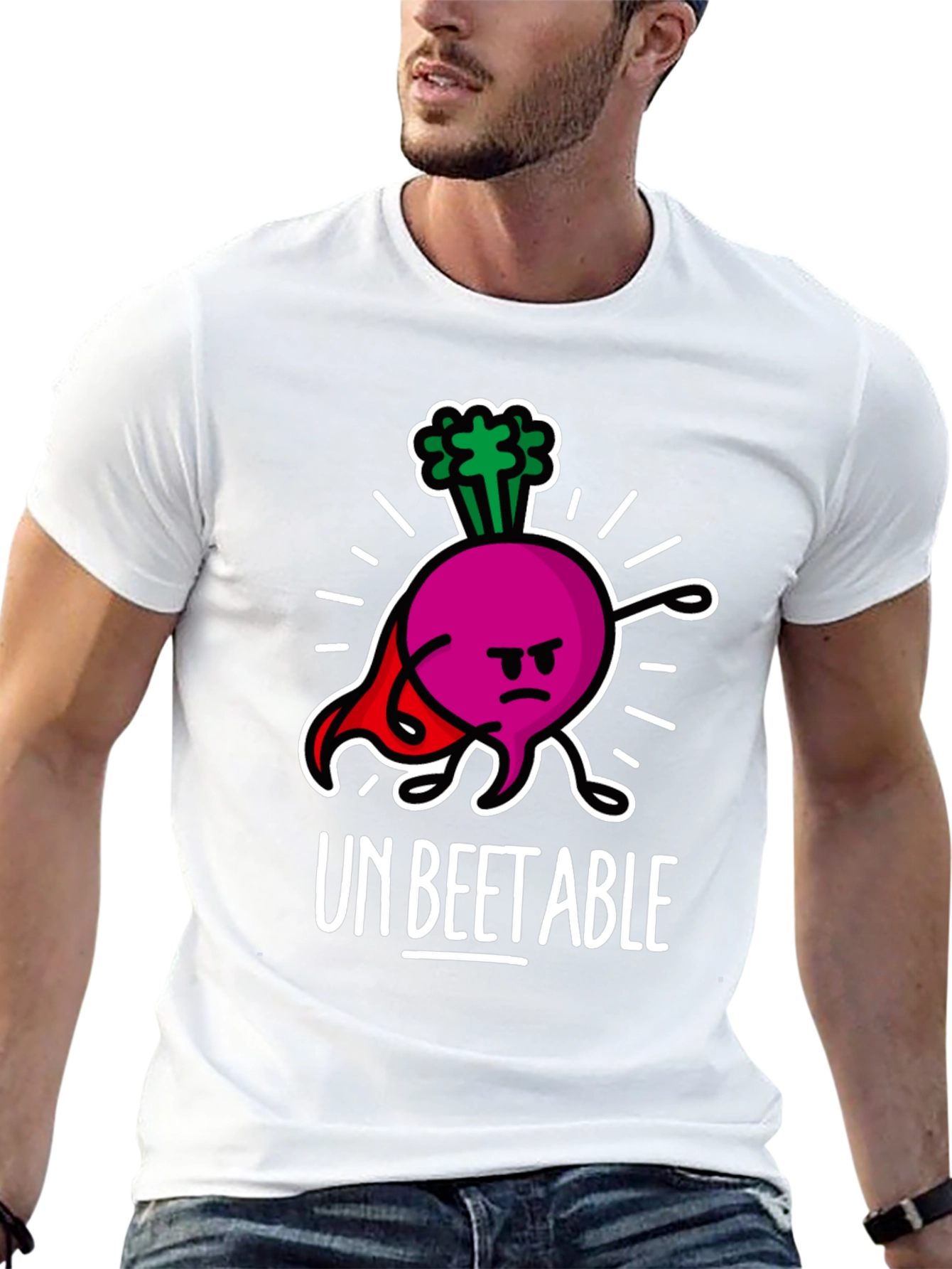 Black Un-Beetable Humor Tee: Super Beet Graphic T-Shirt view 13