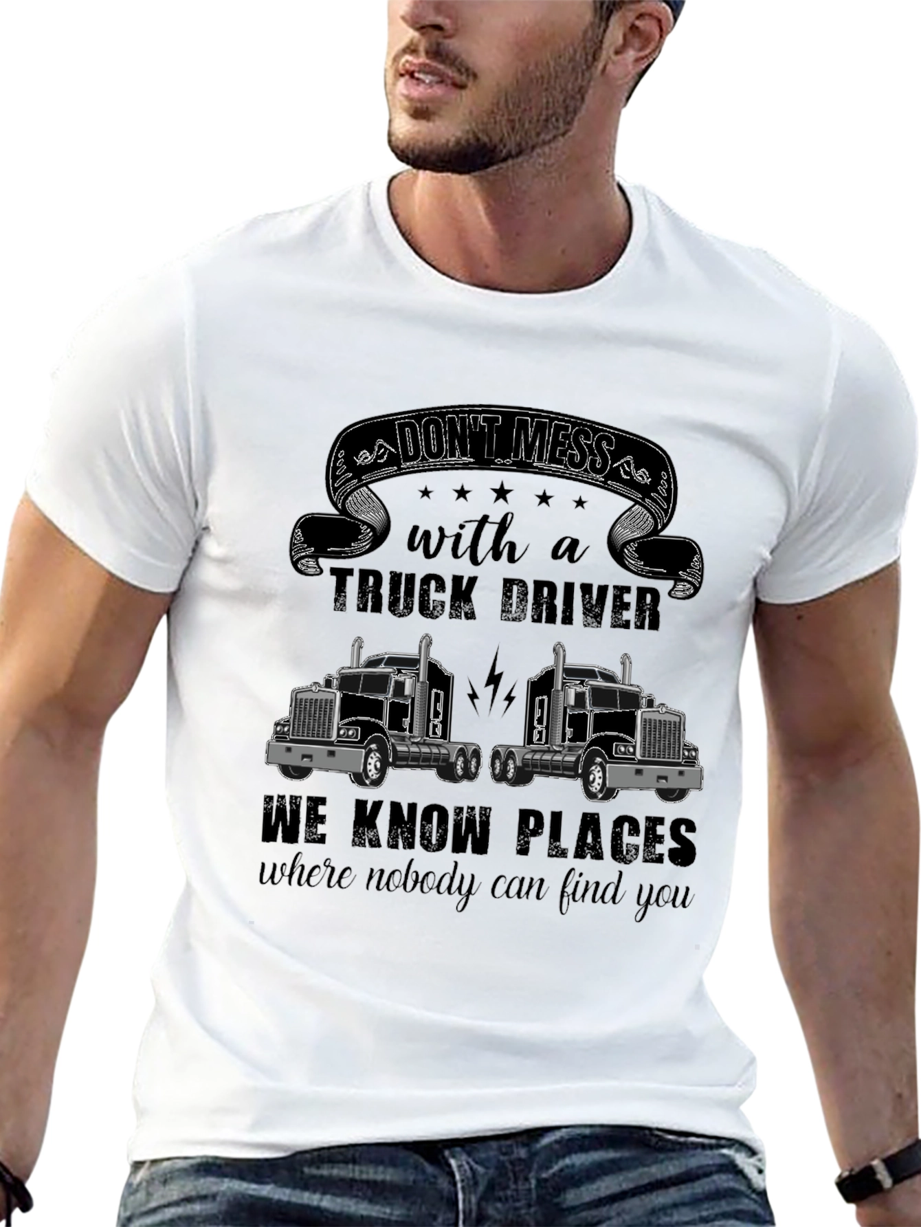 Black Don't Mess With a Truck Driver T-Shirt view 13
