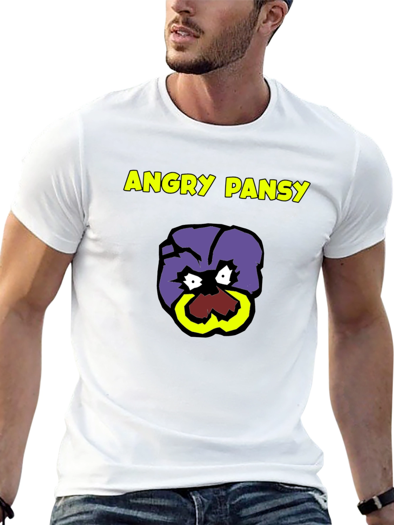 Black Angry Pansy Graphic Tee - Bold Humor T-Shirt view 13