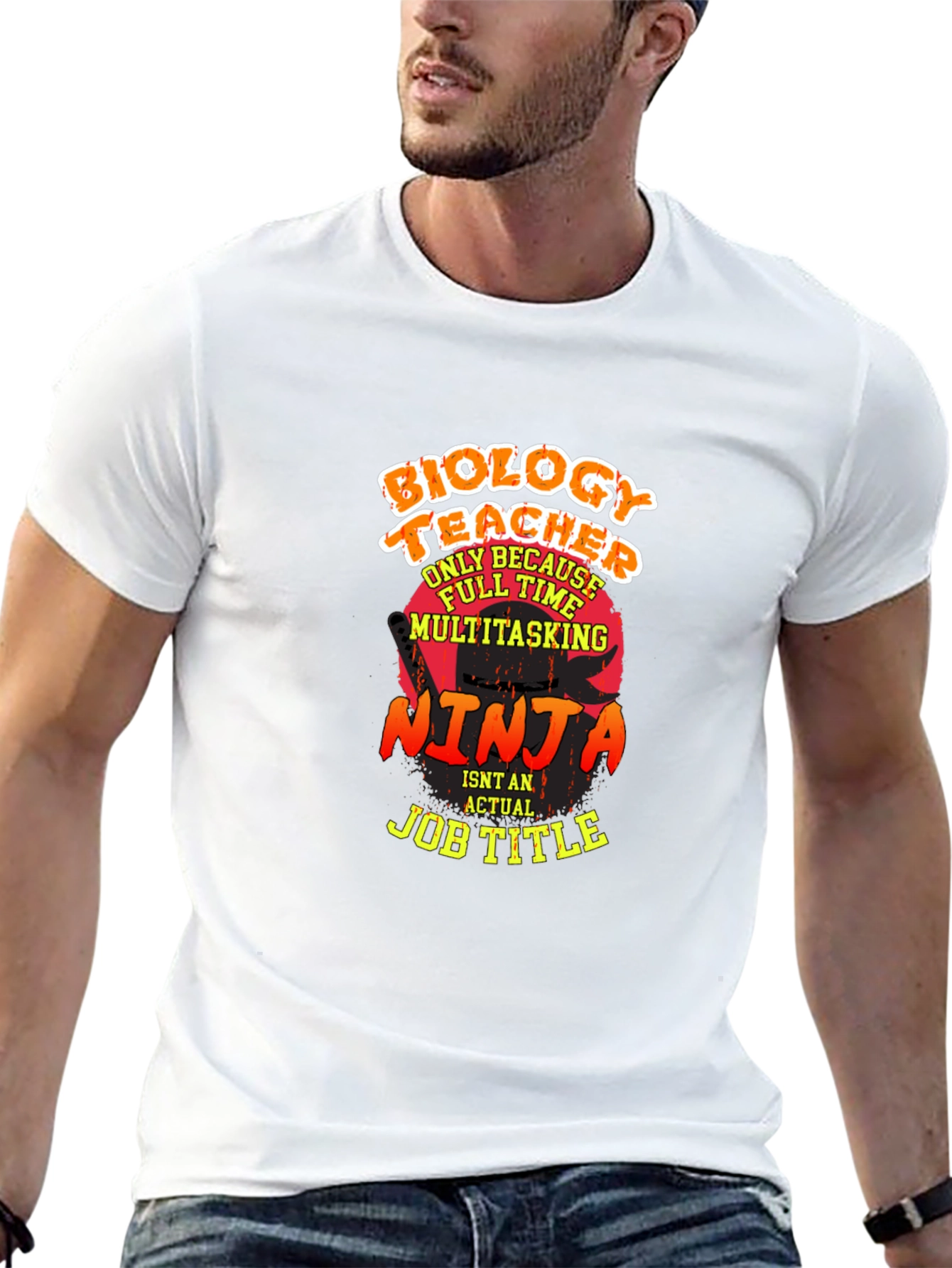 Black Biology Teacher Ninja Graphic Tee view 13