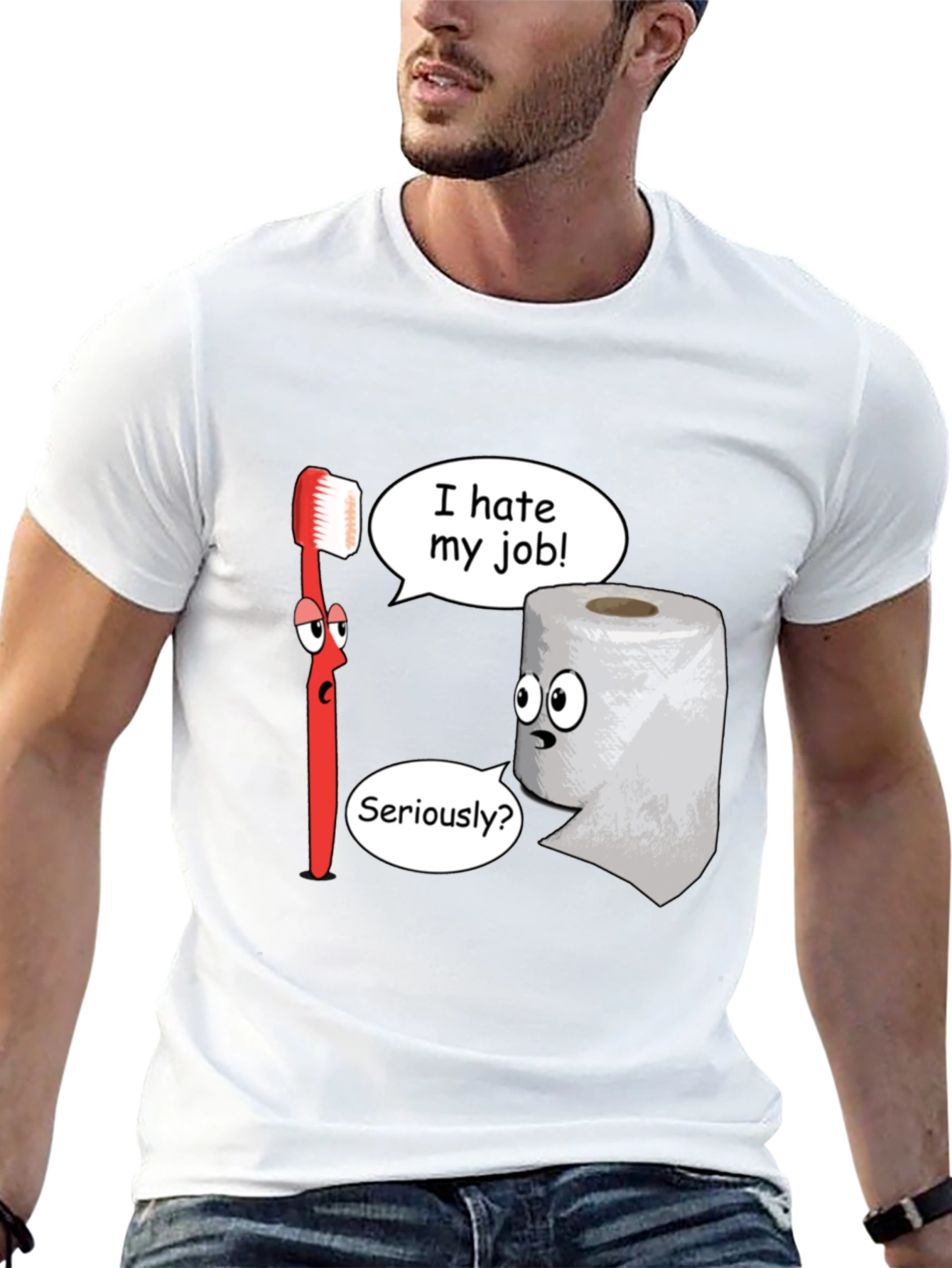 Black Funny Cartoon T-Shirt - I Hate My Job view 13