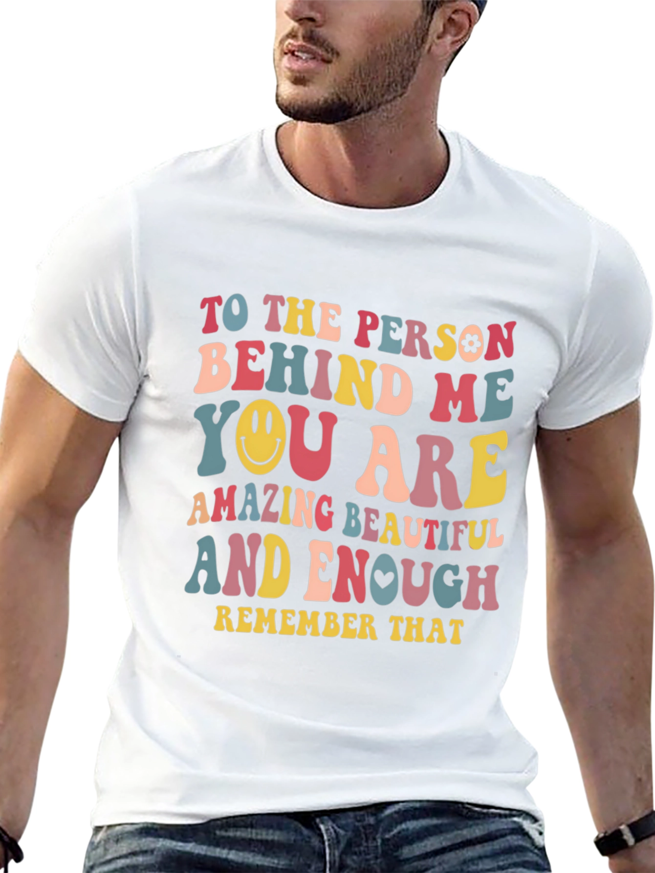 Black Inspirational Graphic T-Shirt - You are Amazing Beautiful Enough view 13