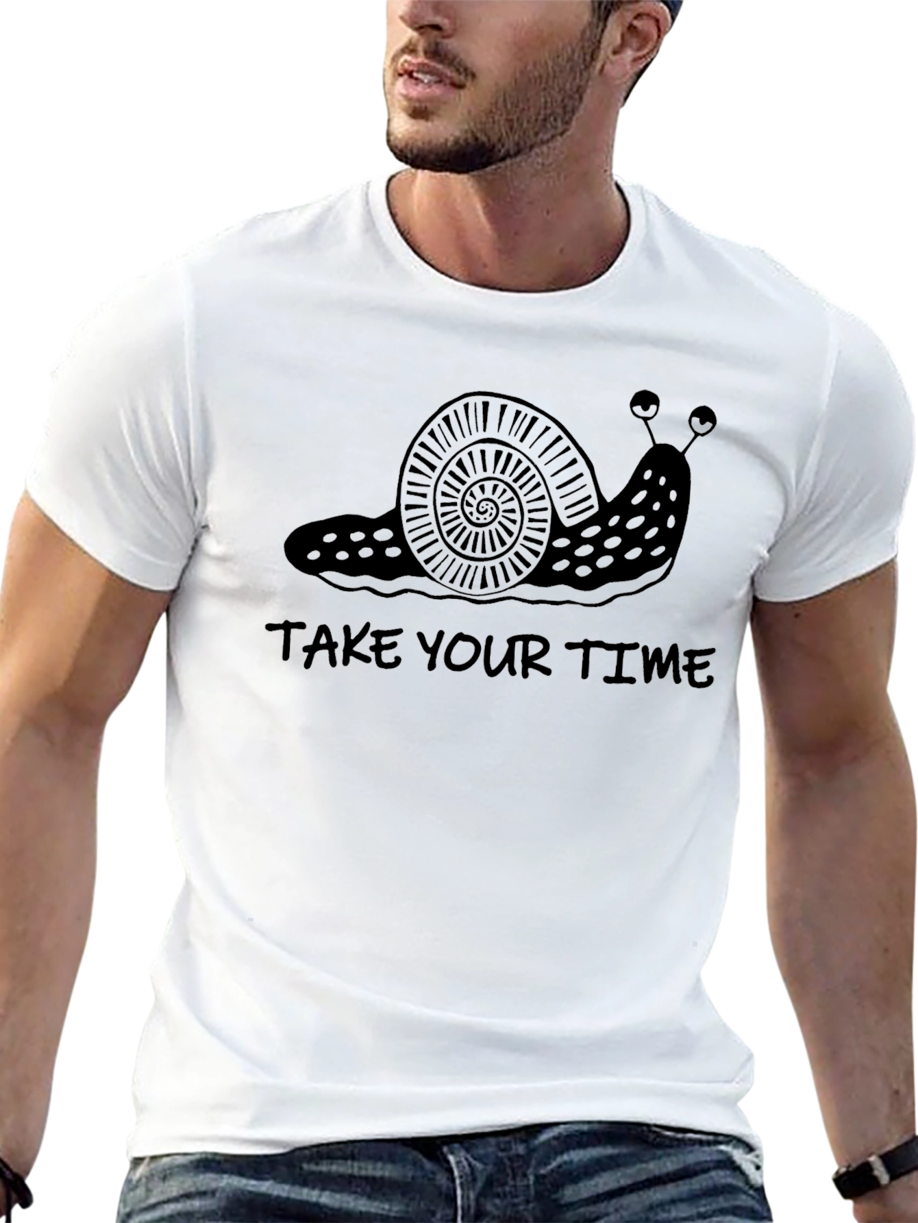 Black Take Your Time Snail T-Shirt - Unisex Black Tee view 13