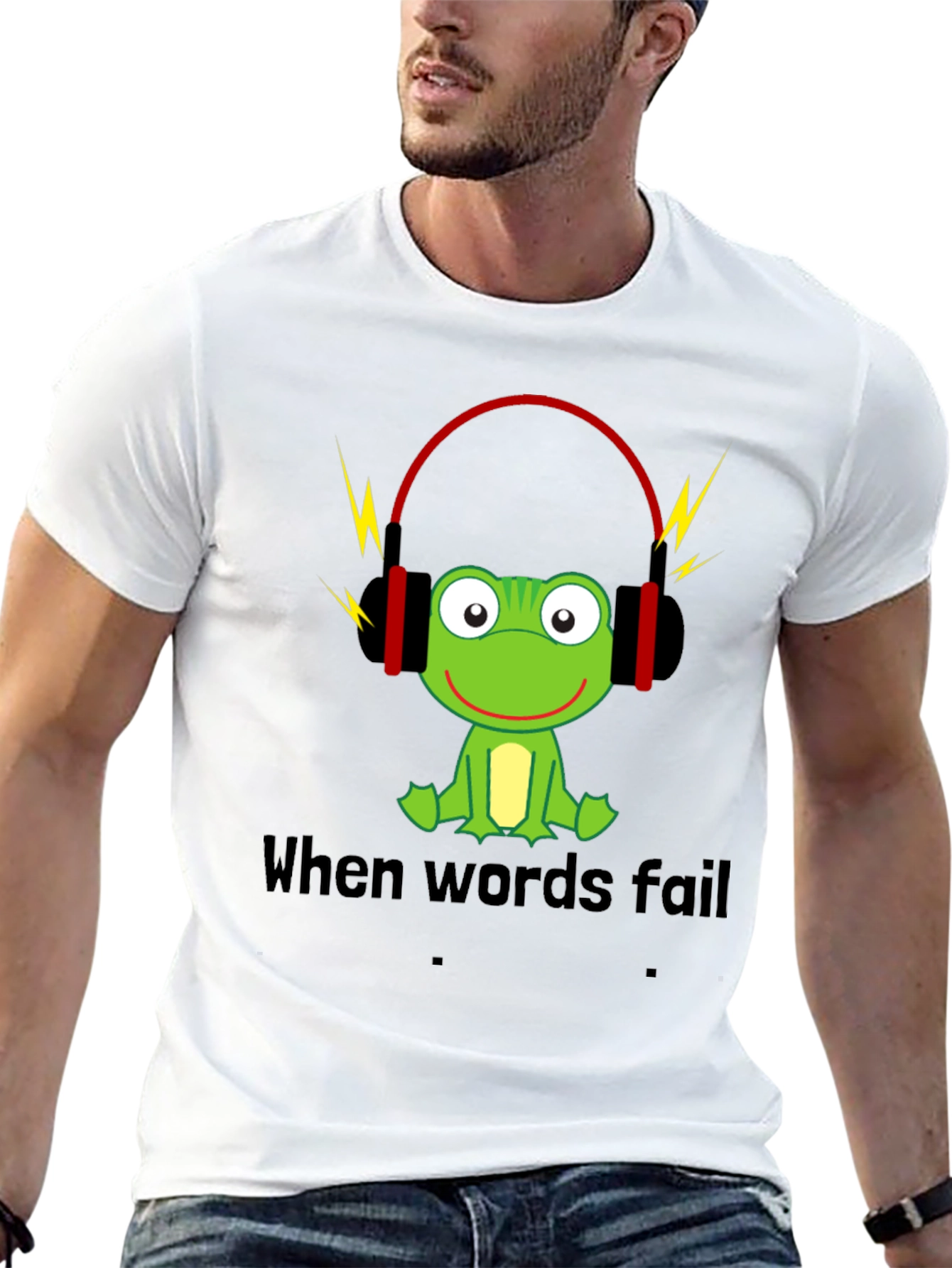 Black Funny Frog Music T-Shirt - When Words Fail, Music Speaks view 13