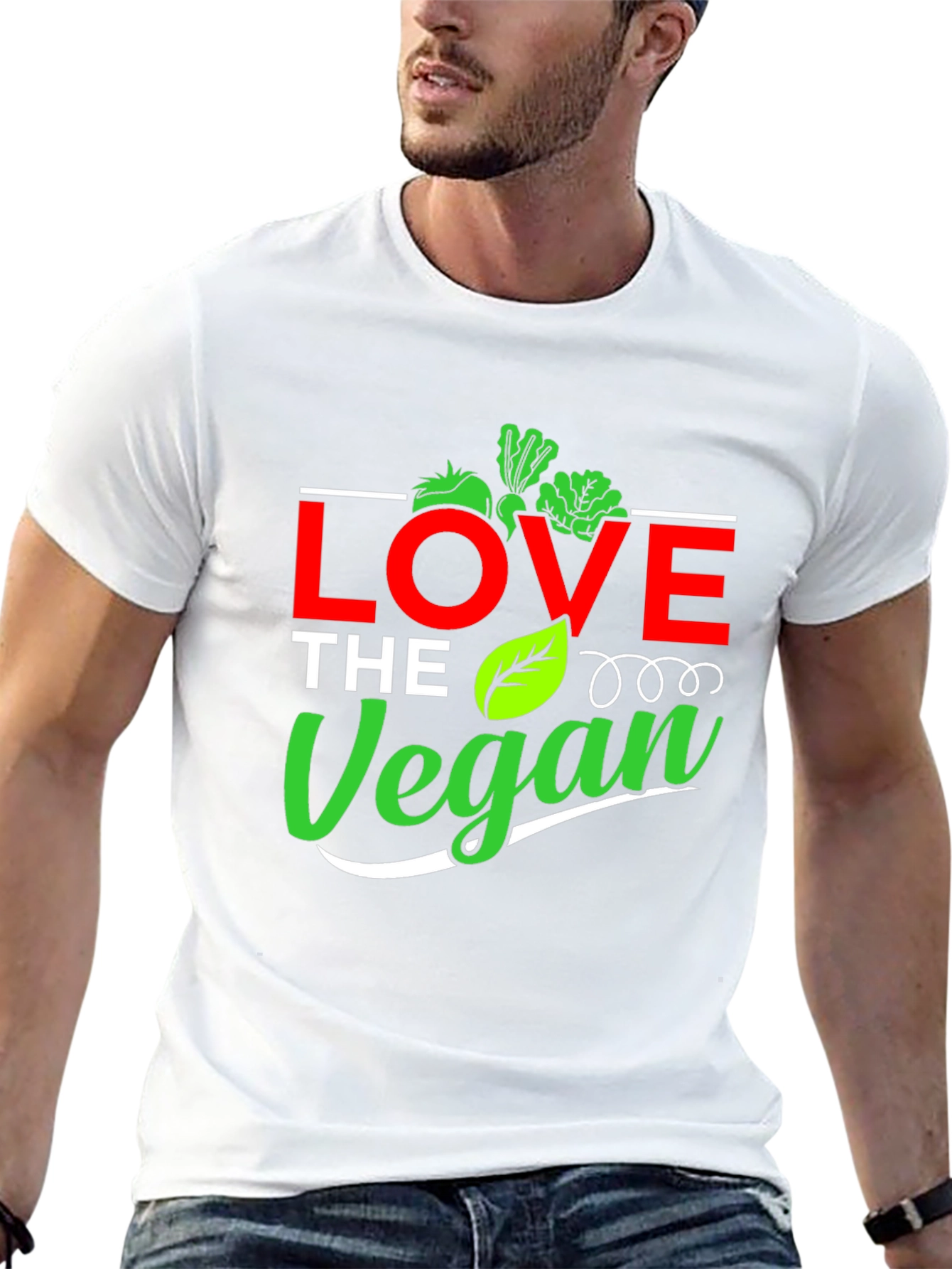 Black Love The Vegan Graphic Tee - Unisex Black T-Shirt view 13