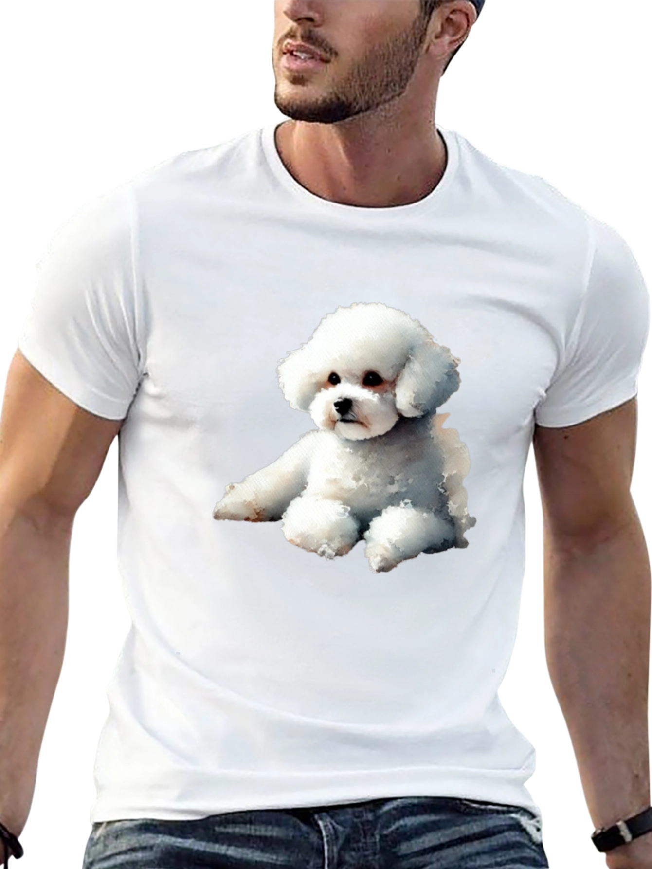 Black Cute Dog Graphic Tee - Black Cotton Blend T-Shirt view 13