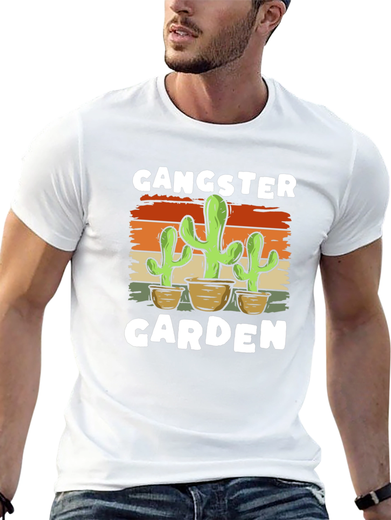 Black Gangster Garden Cactus Graphic T-Shirt view 13