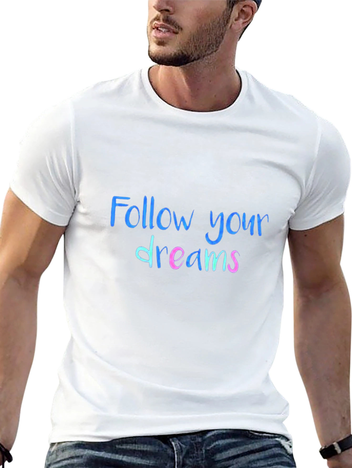 Black Follow Your Dreams Graphic Tee - Soft Cotton Blend view 13