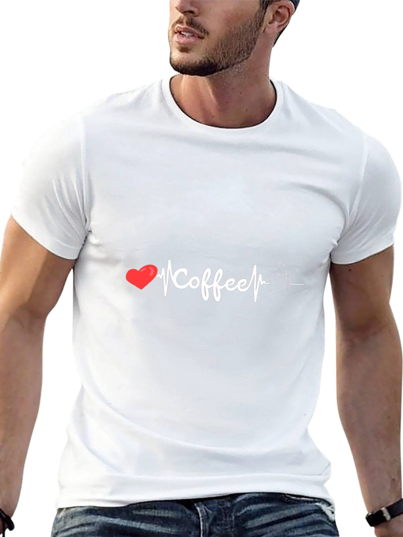 Black Coffee Lover Graphic Tee - Heartbeat Design, Soft Cotton view 13