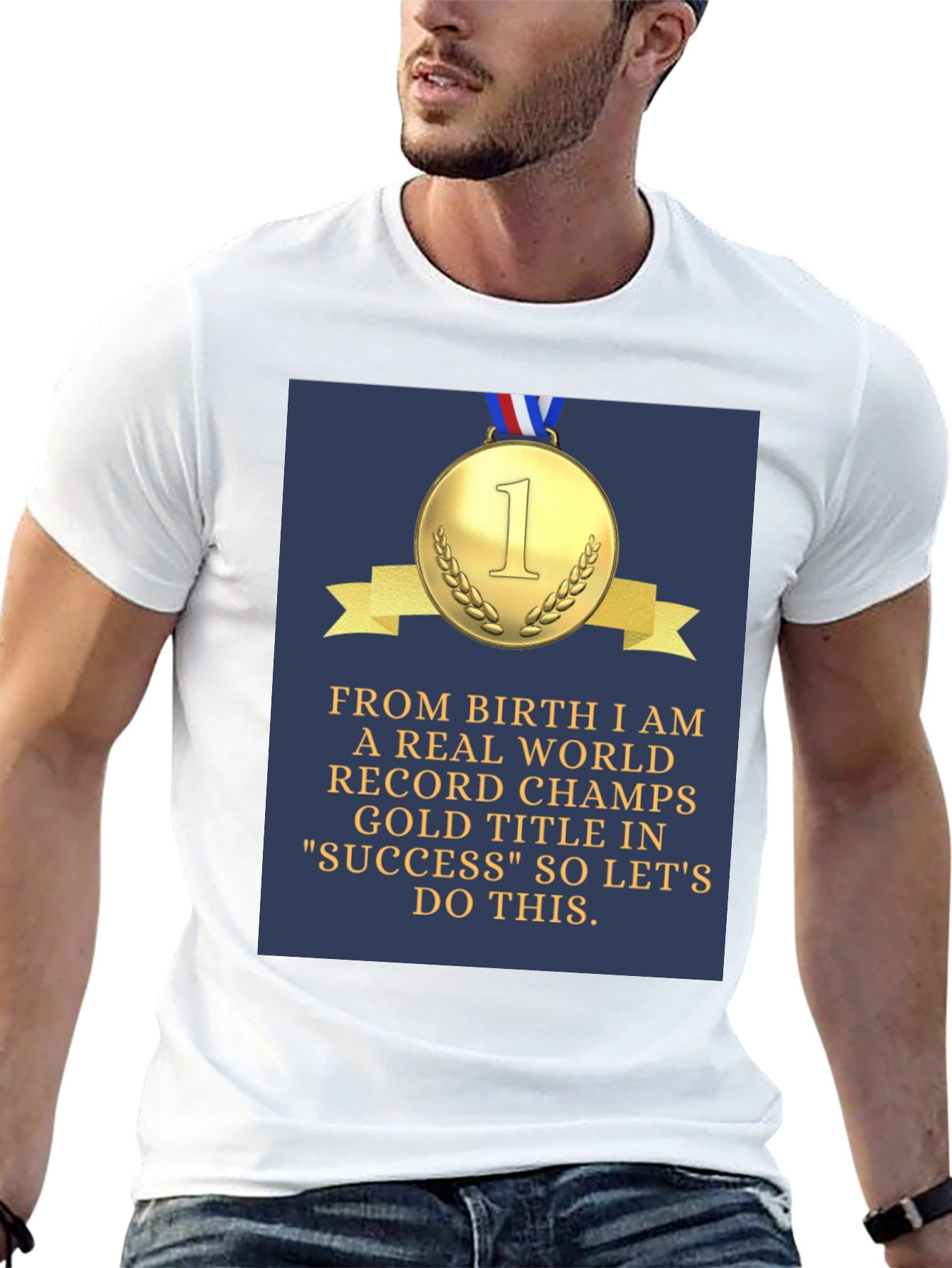 Black Success Champs T-Shirt - Gold Medal Design view 13