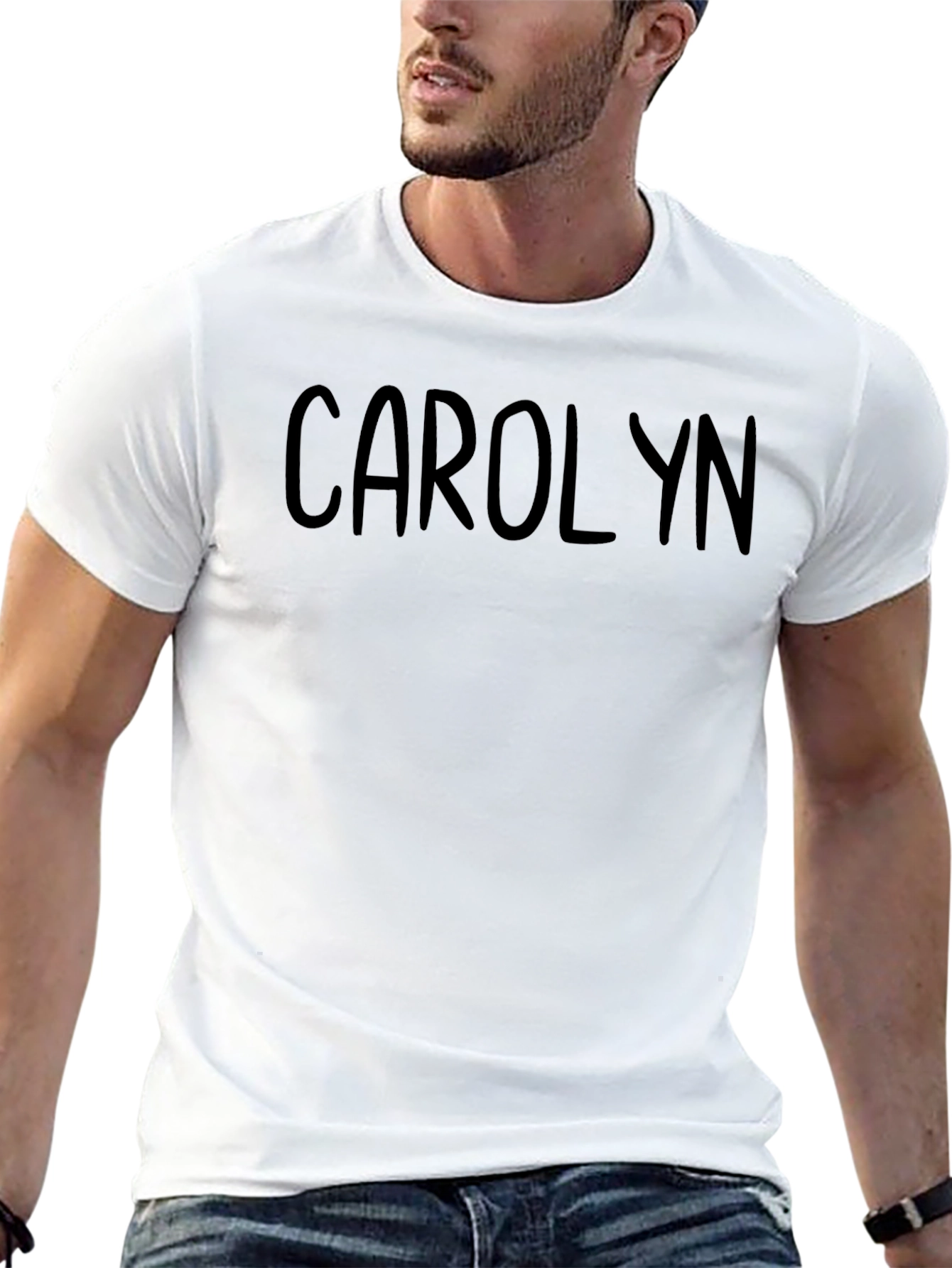 Black Personalized 'Carolyn' Black Cotton Tee view 13