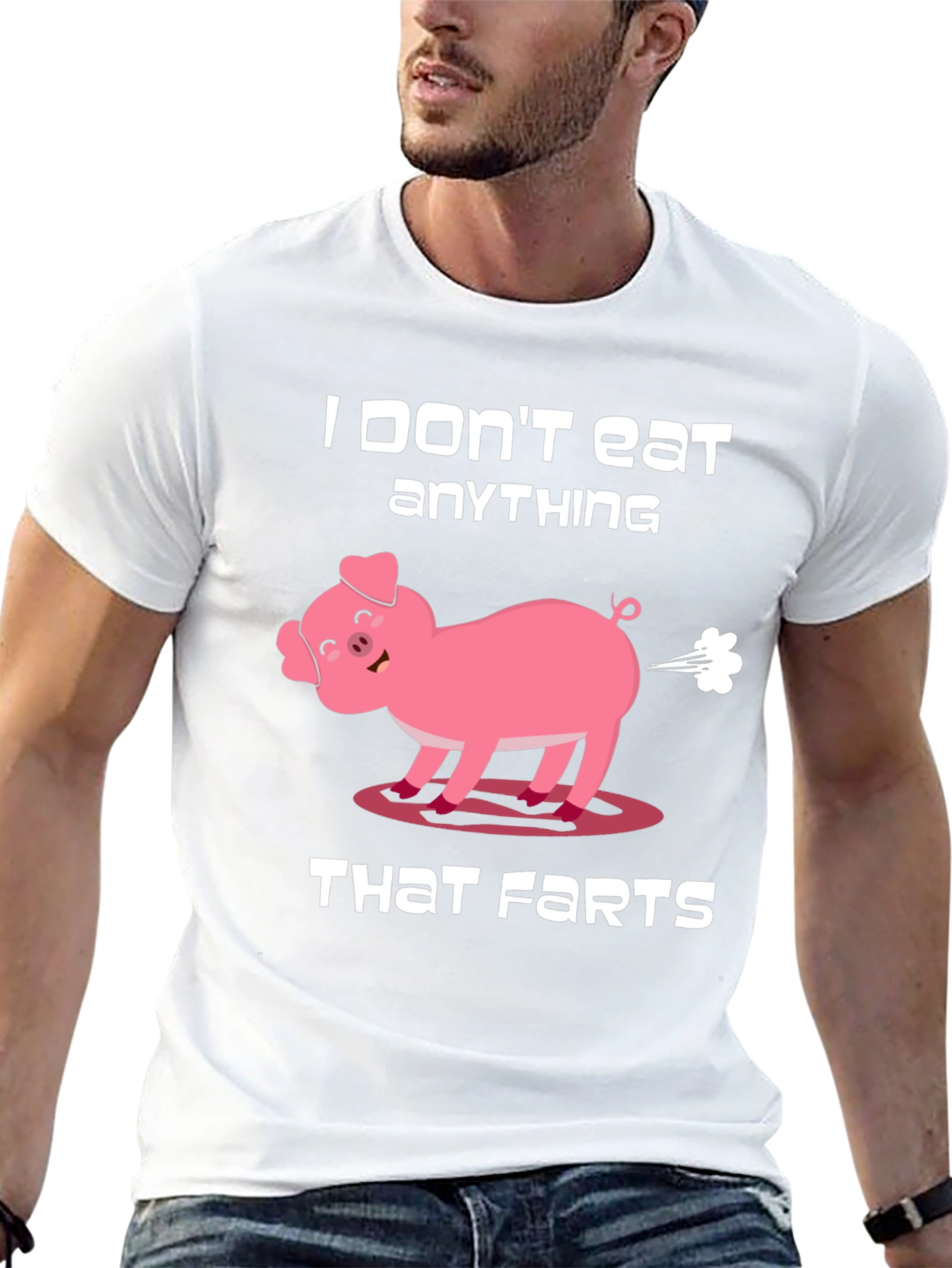 Black Funny Vegan Graphic Tee - I Don't Eat Anything That Farts T-Shirt view 13
