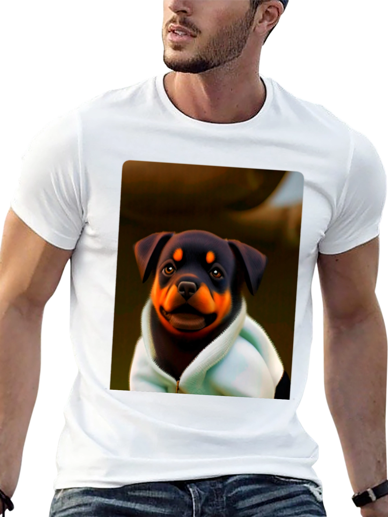 Black Rottweiler Puppy Hoodie T-Shirt - Cute Dog Tee view 13