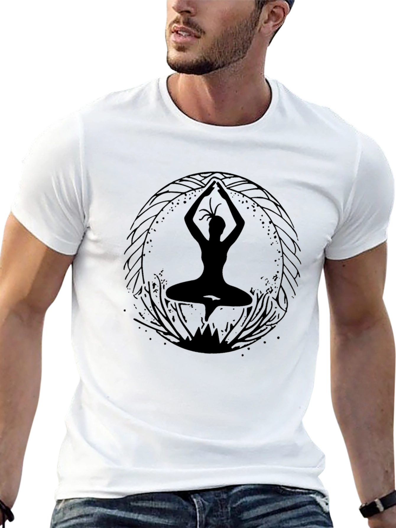 Black Yoga Silhouette Graphic T-Shirt - Black view 13