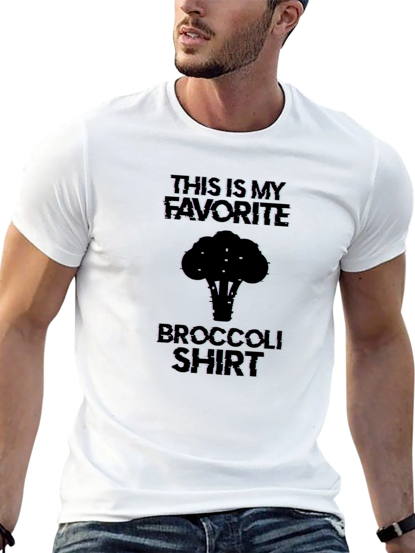 Black Funny Broccoli T-Shirt - My Favorite! view 13