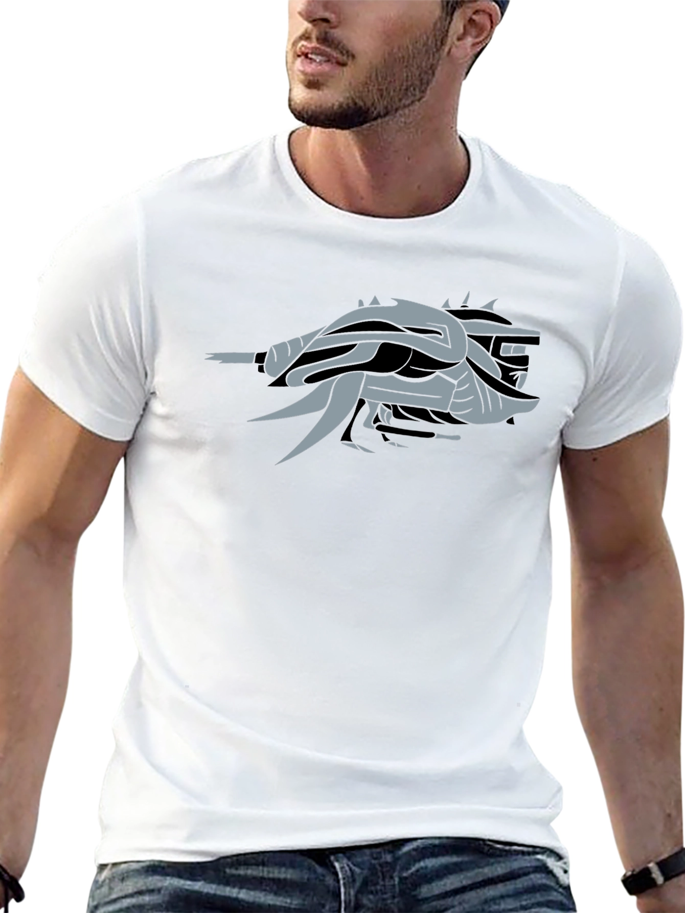 Black Abstract Dragon Black T-Shirt view 13