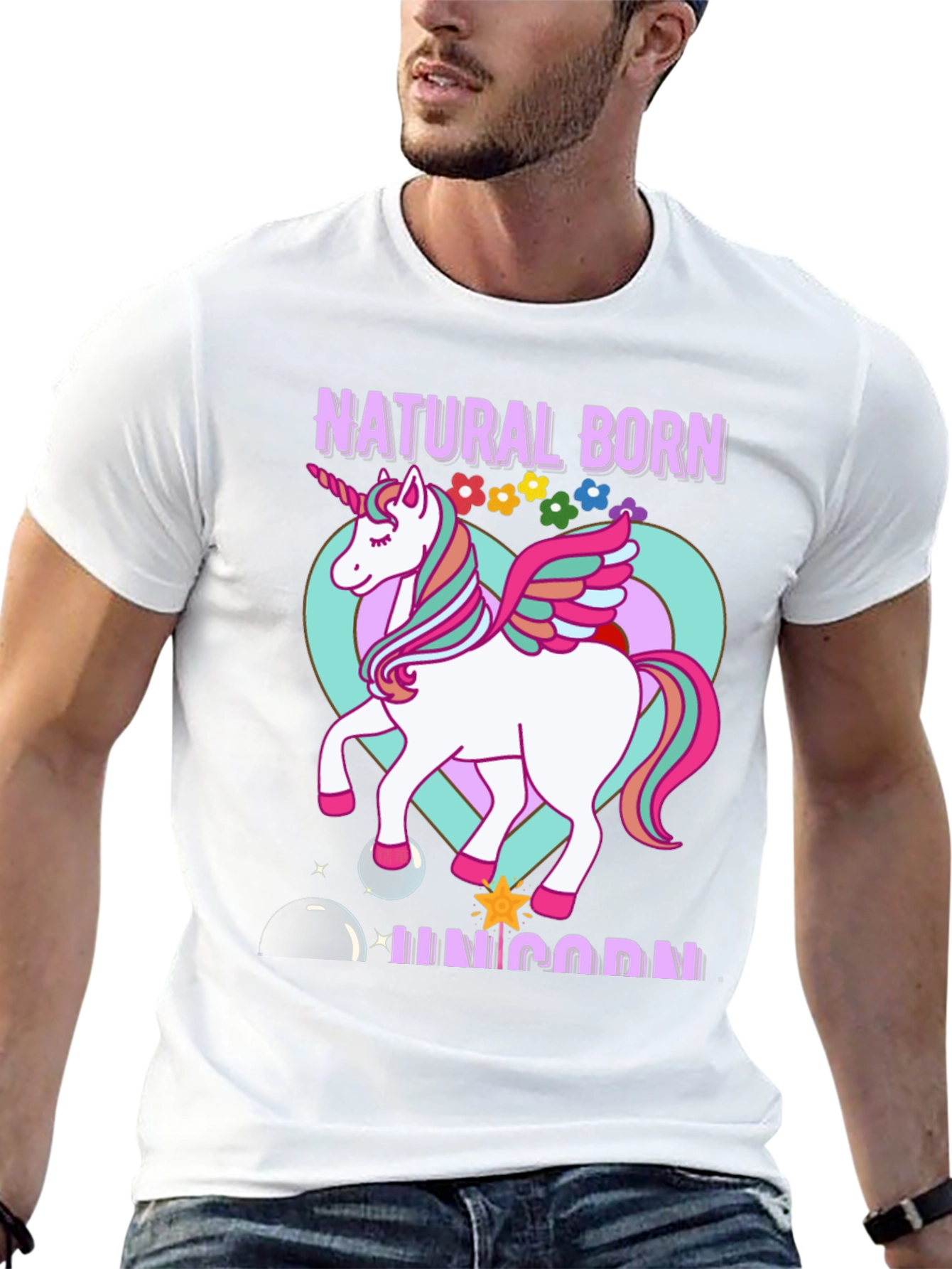 Black Natural Born Unicorn T-Shirt view 13