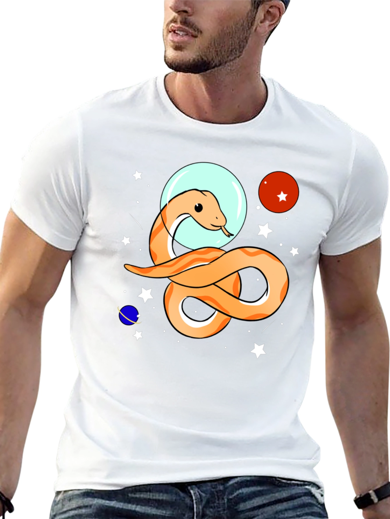Black Space Snake Graphic Tee - Funky Universe Design view 13