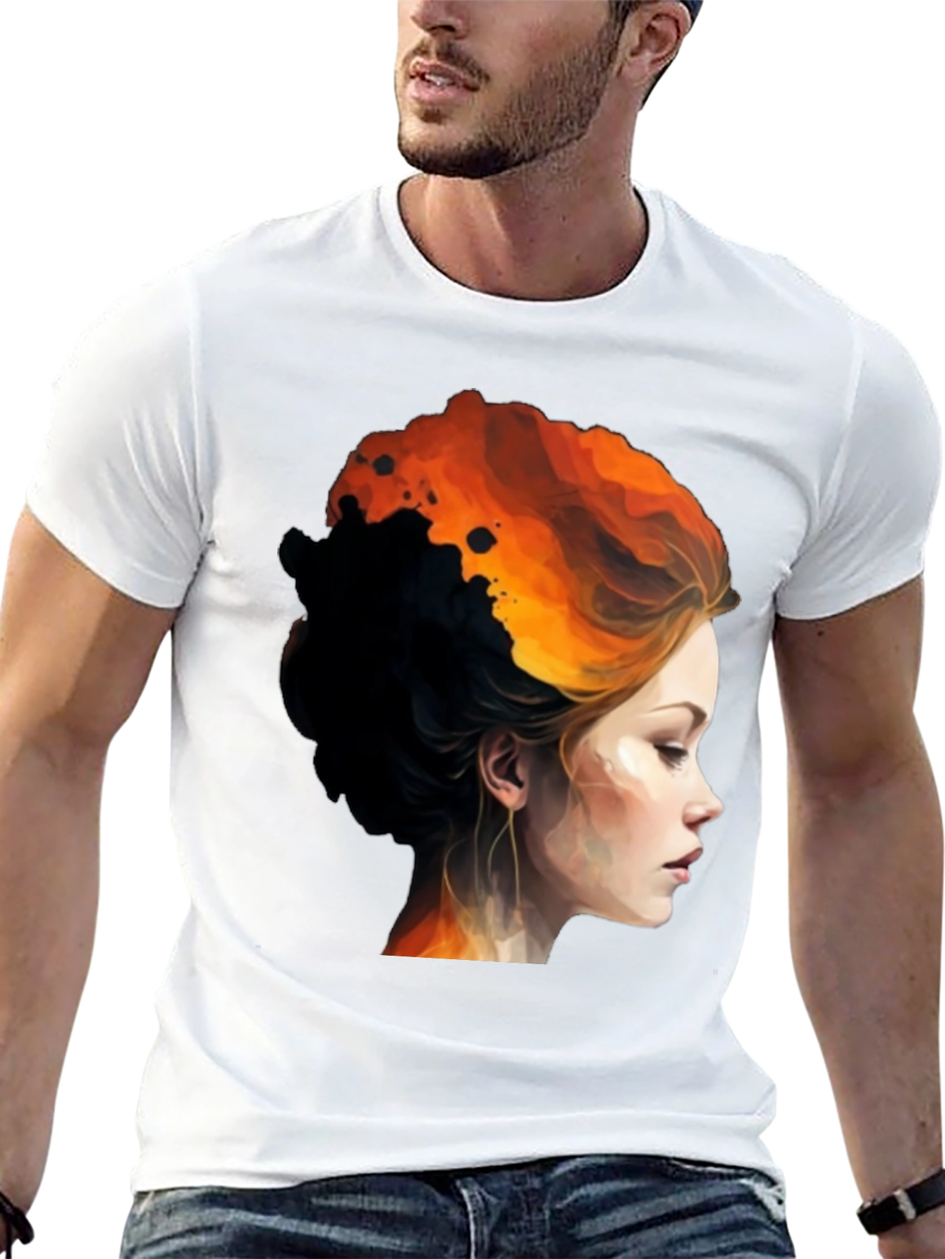Black Fiery Woman Graphic Tee - Bold Artistic Design view 13