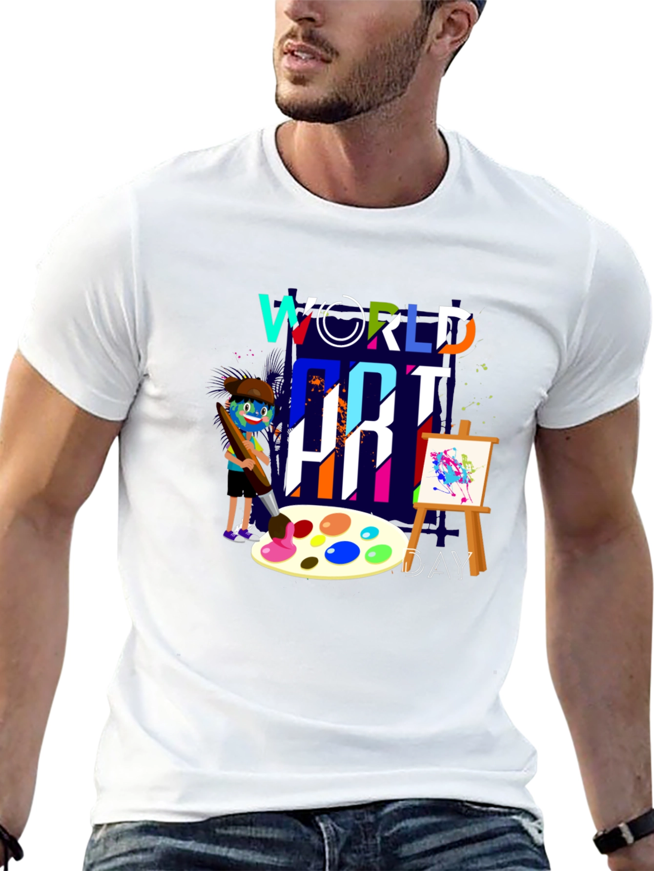 Black World Art Day T-Shirt, Painter Graphic Tee view 13