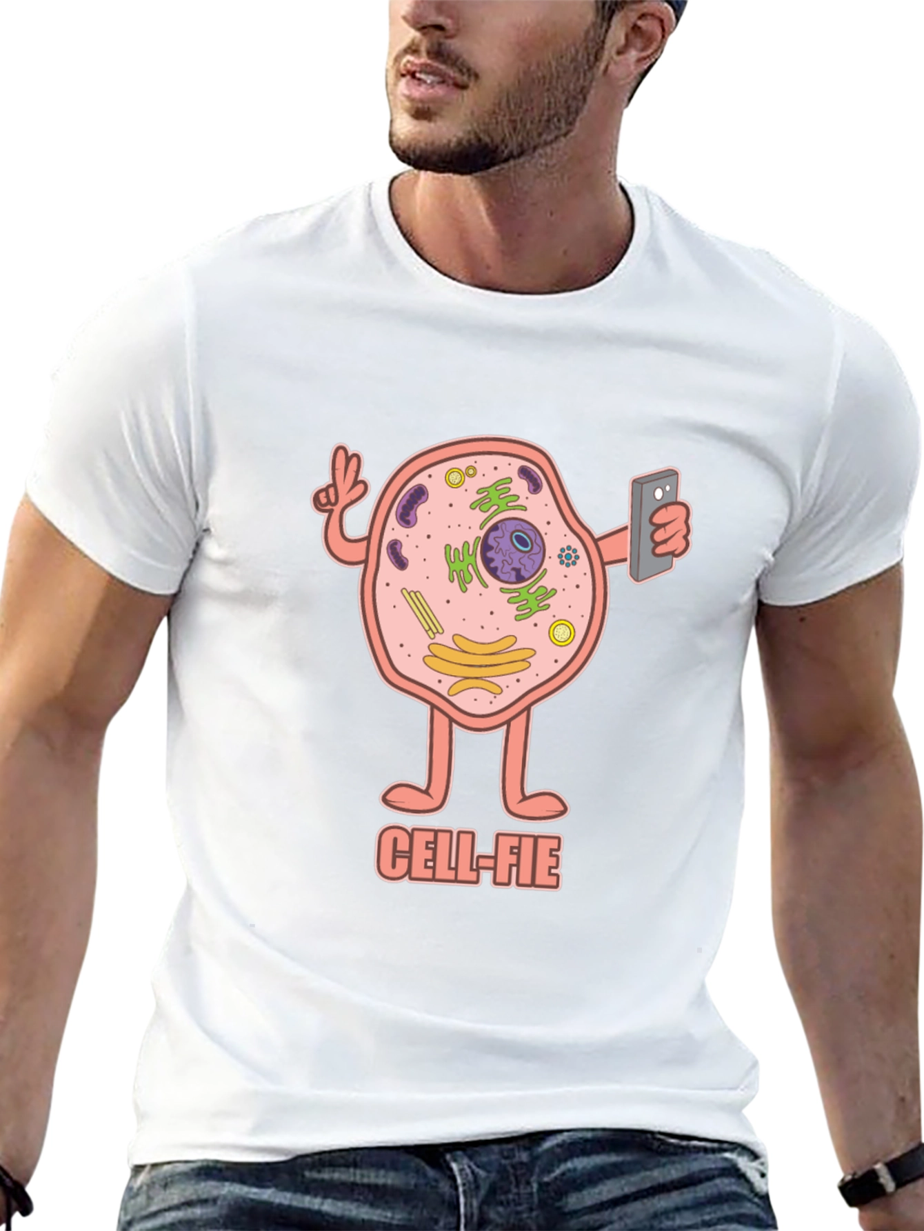 Black Cell-fie T-Shirt: Science Humor Tee view 13
