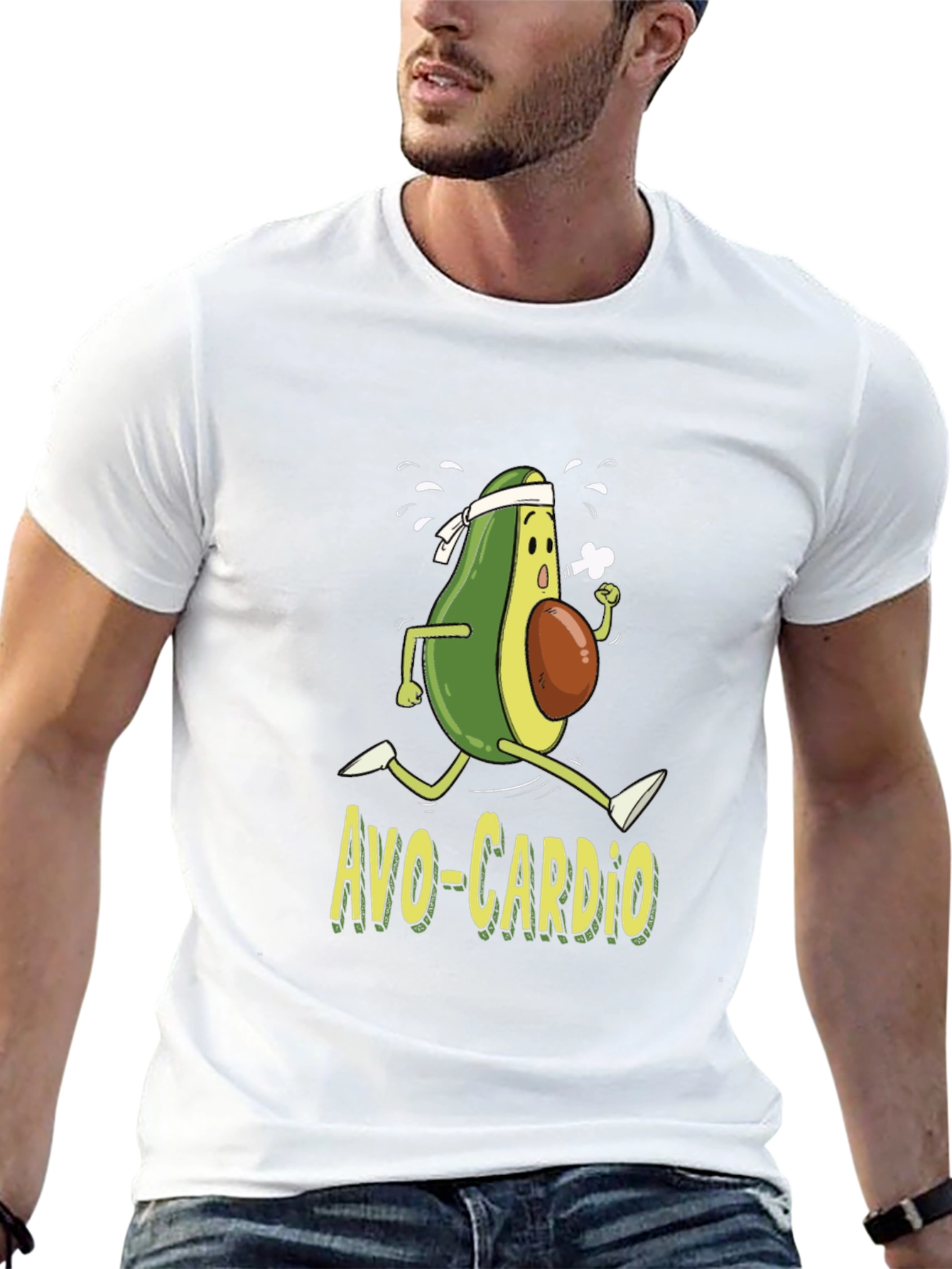 Black Avo-Cardio T-Shirt Funny Avocado Running Workout Tee view 13