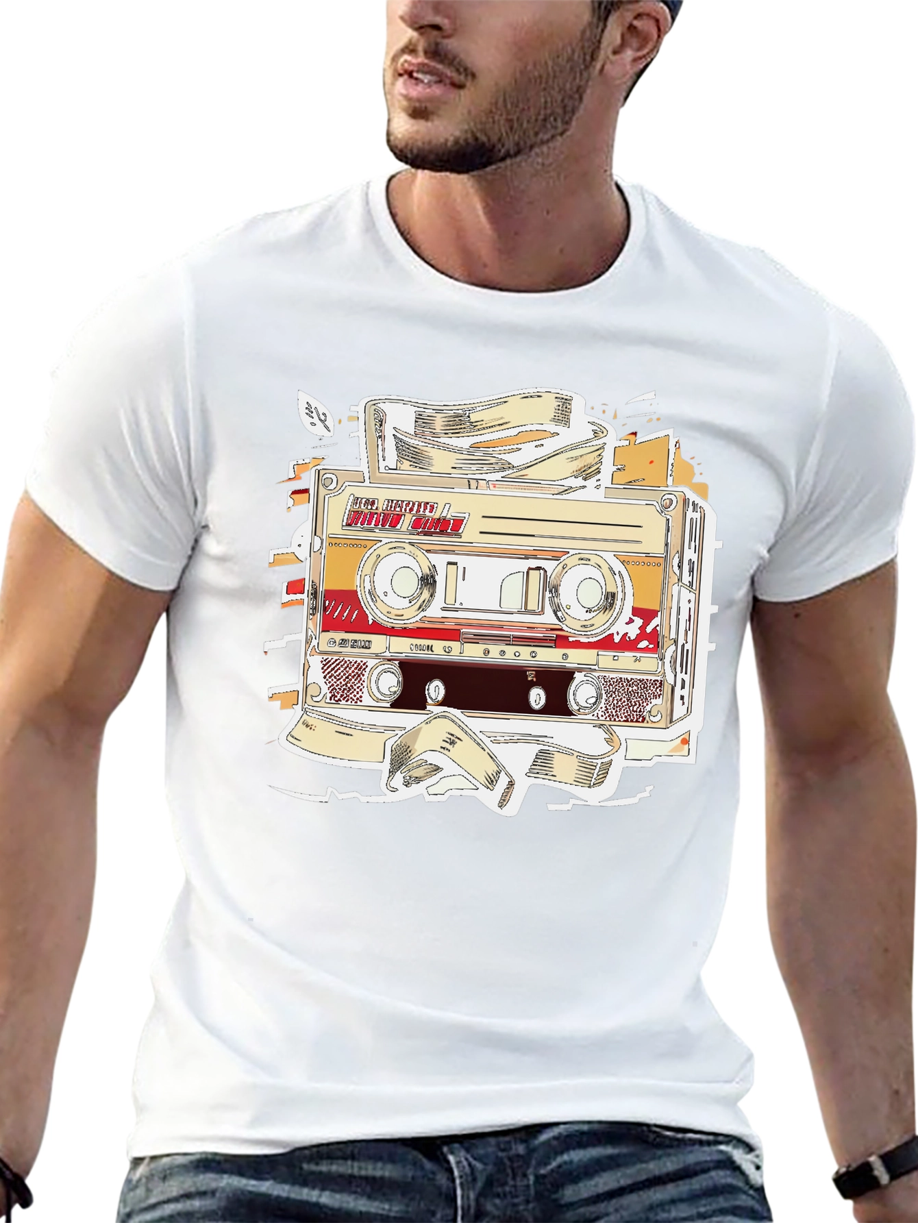 Black Retro Cassette Tape Graphic T-Shirt - Vintage Music Lover Tee view 13