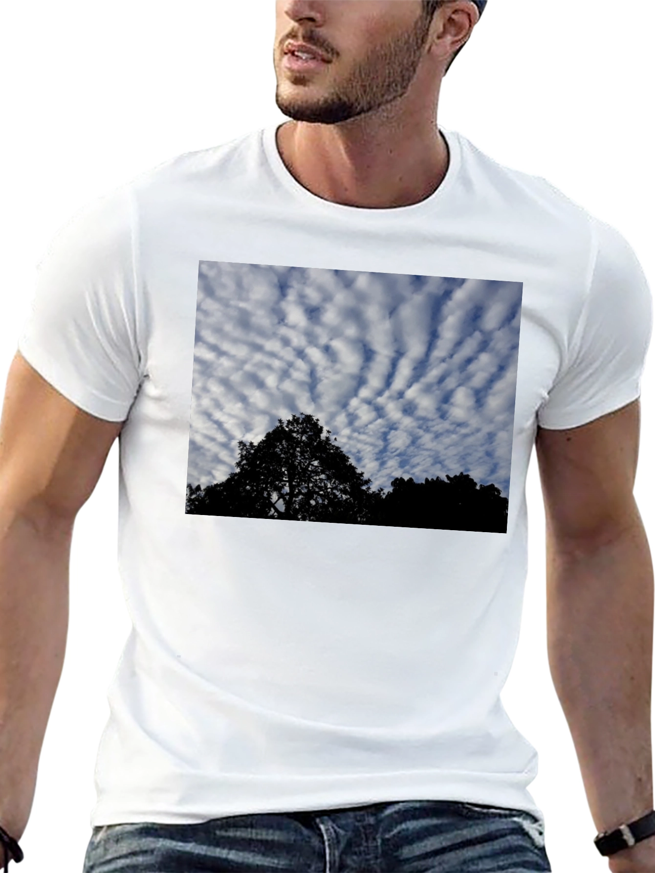 Black Sky & Silhouette Graphic Black T-Shirt view 13