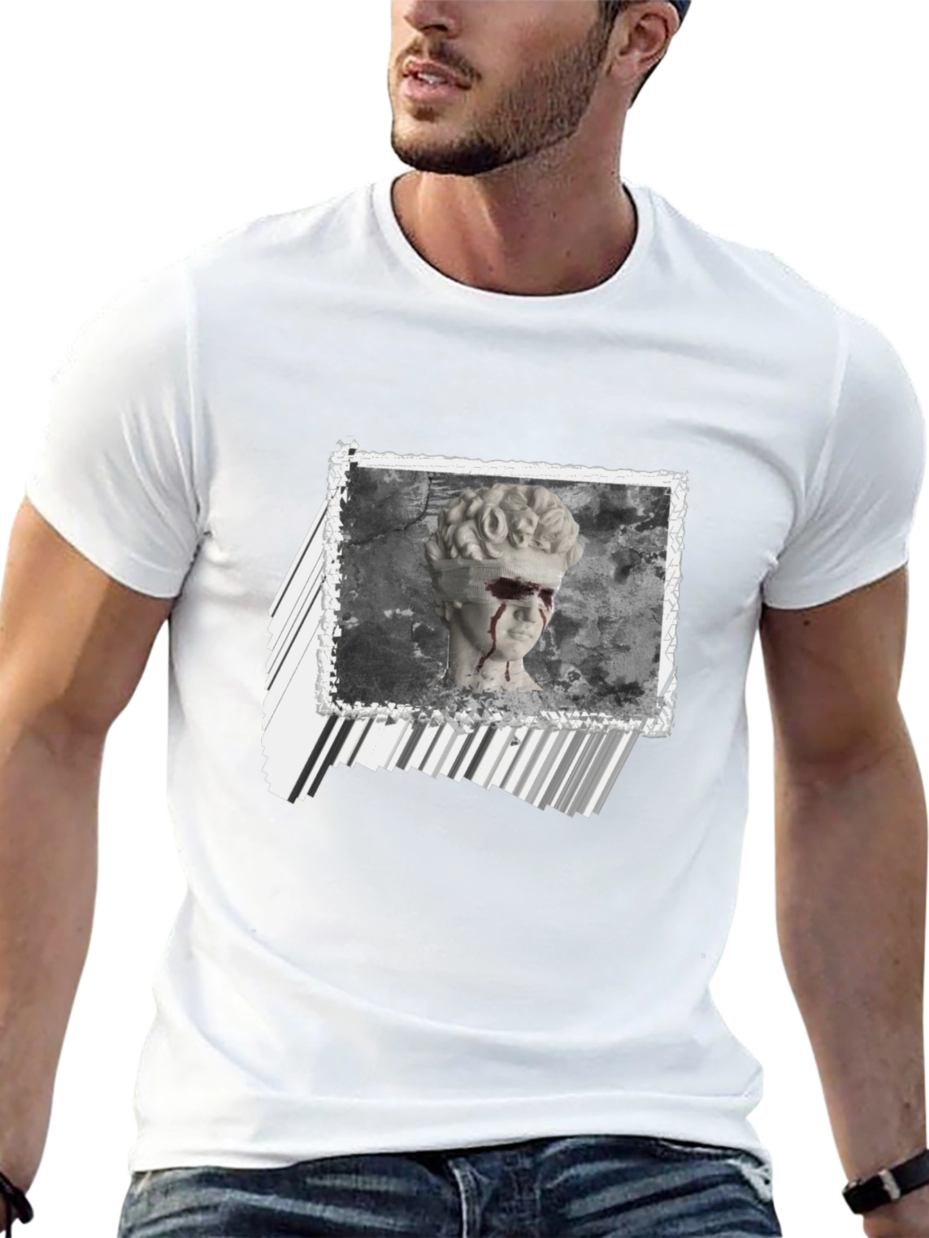 Black Statue Graphic Print Black T-Shirt view 13