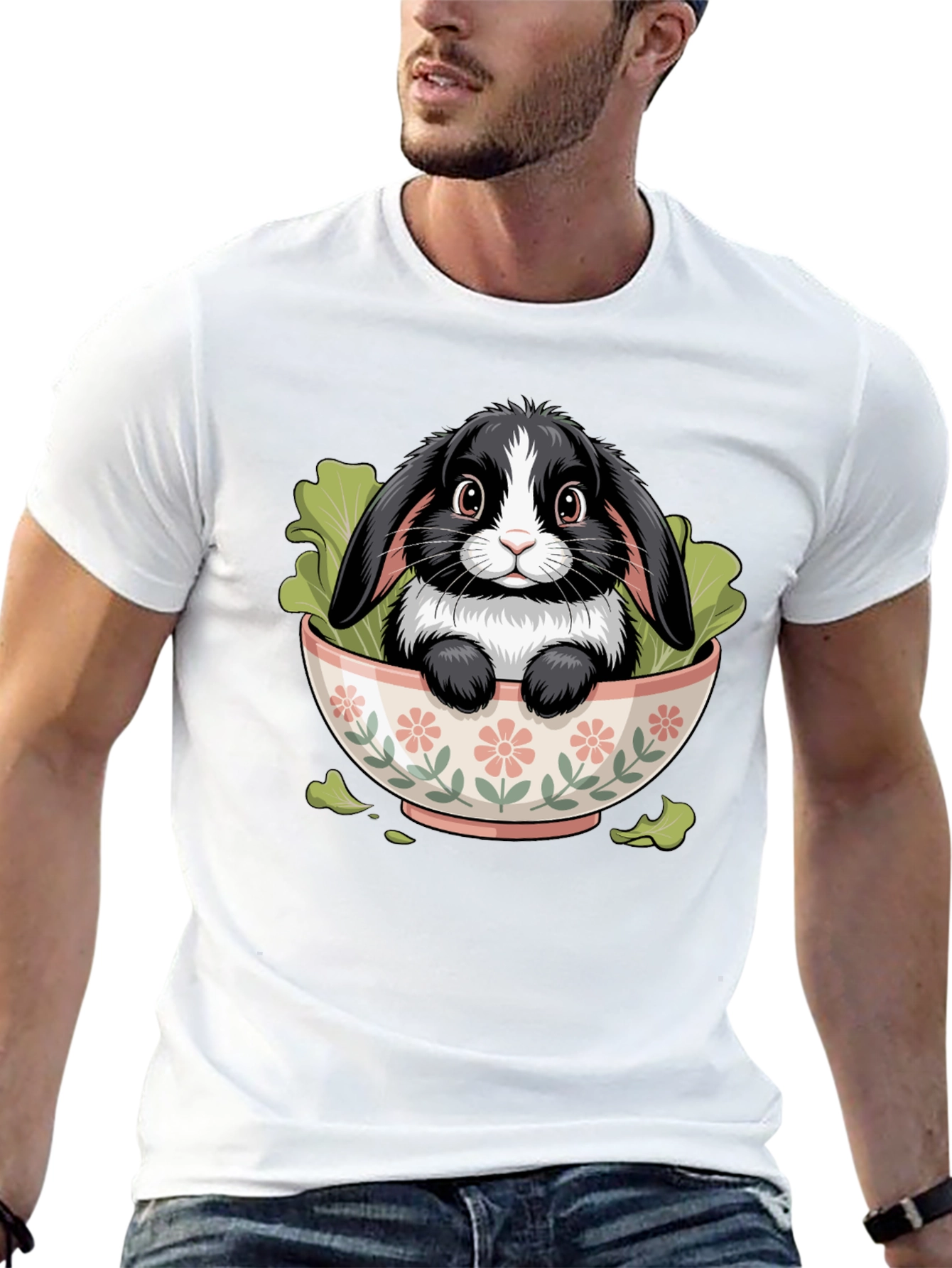 Black Bunny in Bowl Graphic Tee view 13