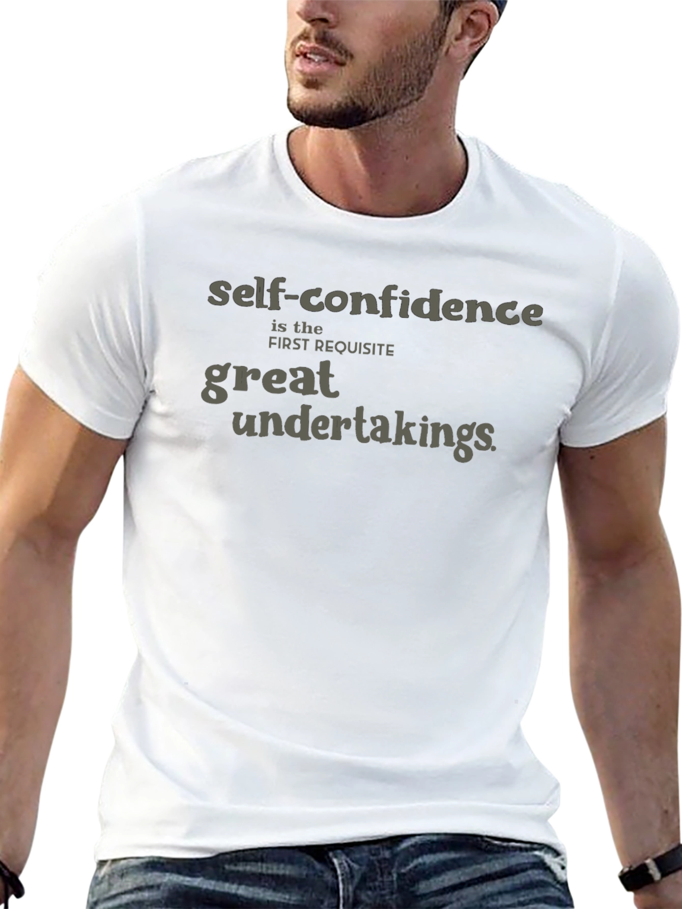 Black Self-Confidence Graphic Tee - Black Crew Neck T-Shirt view 13