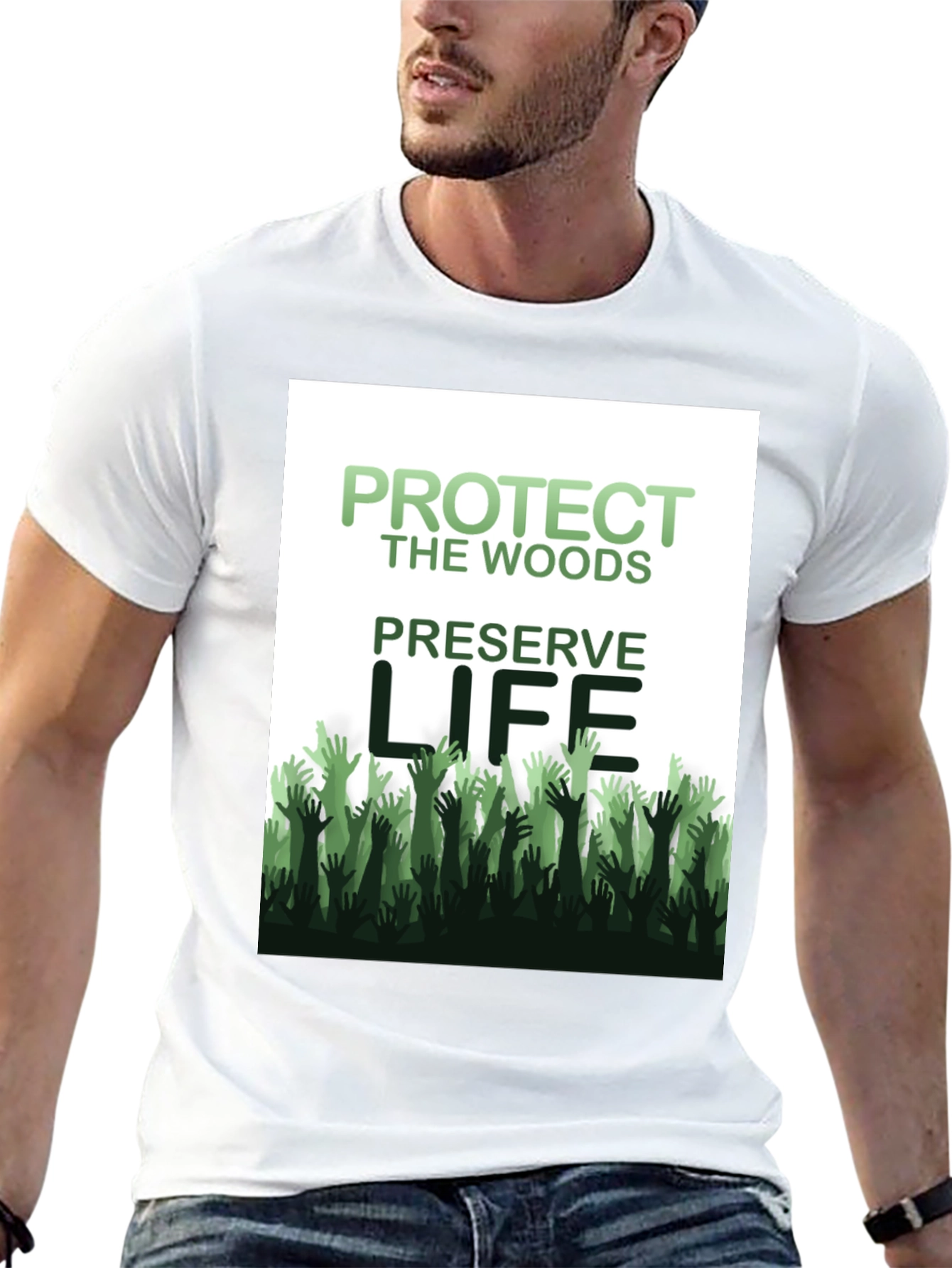 Black Protect the Woods, Preserve Life Graphic Tee view 13