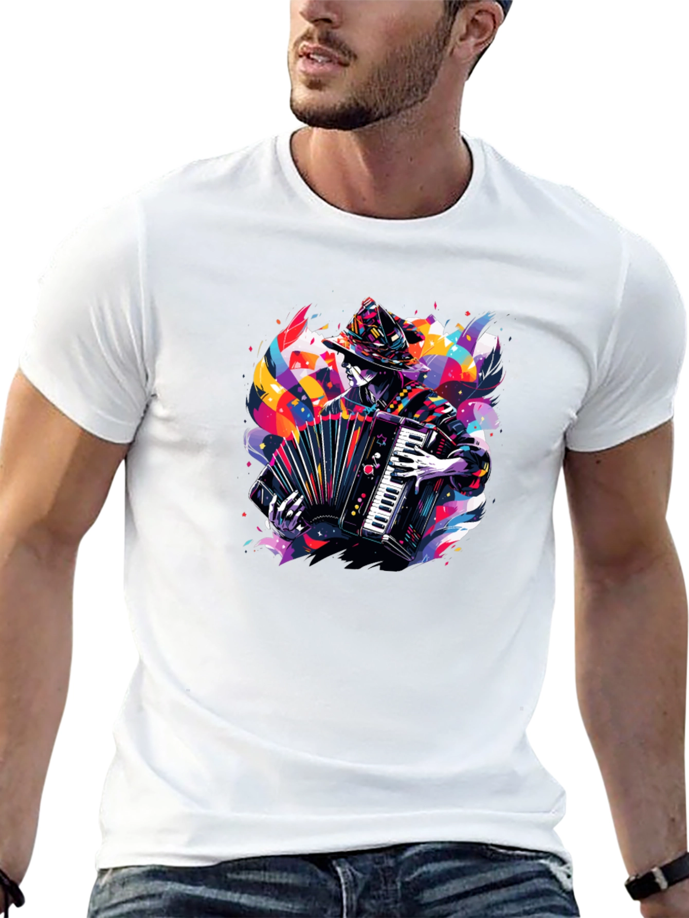 Black Accordion Player Graphic Tee - Black view 13