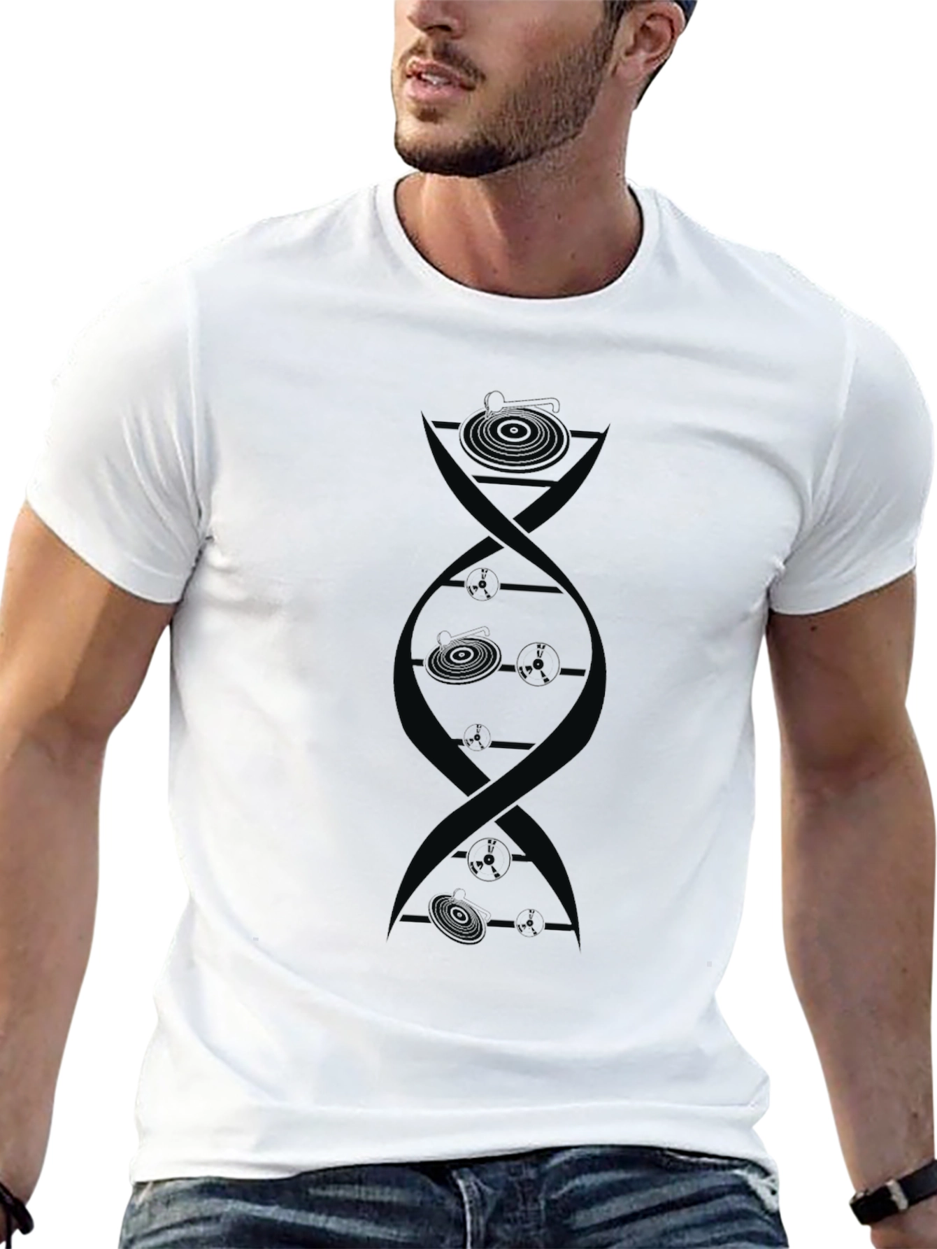 Black DJ DNA Black Graphic Tee - Music Lover T-Shirt view 13