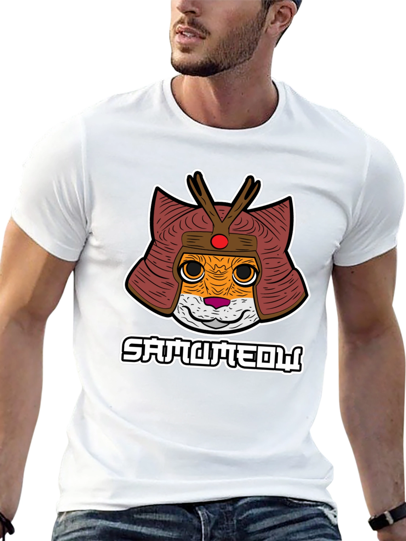 Black Samurameow T-Shirt: Cat Samurai view 13