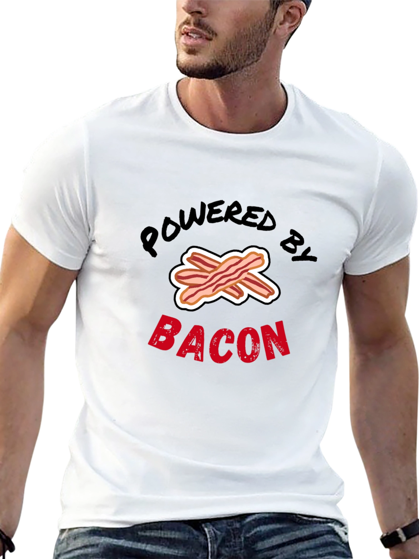 Black Powered by Bacon Graphic Tee - Black view 13