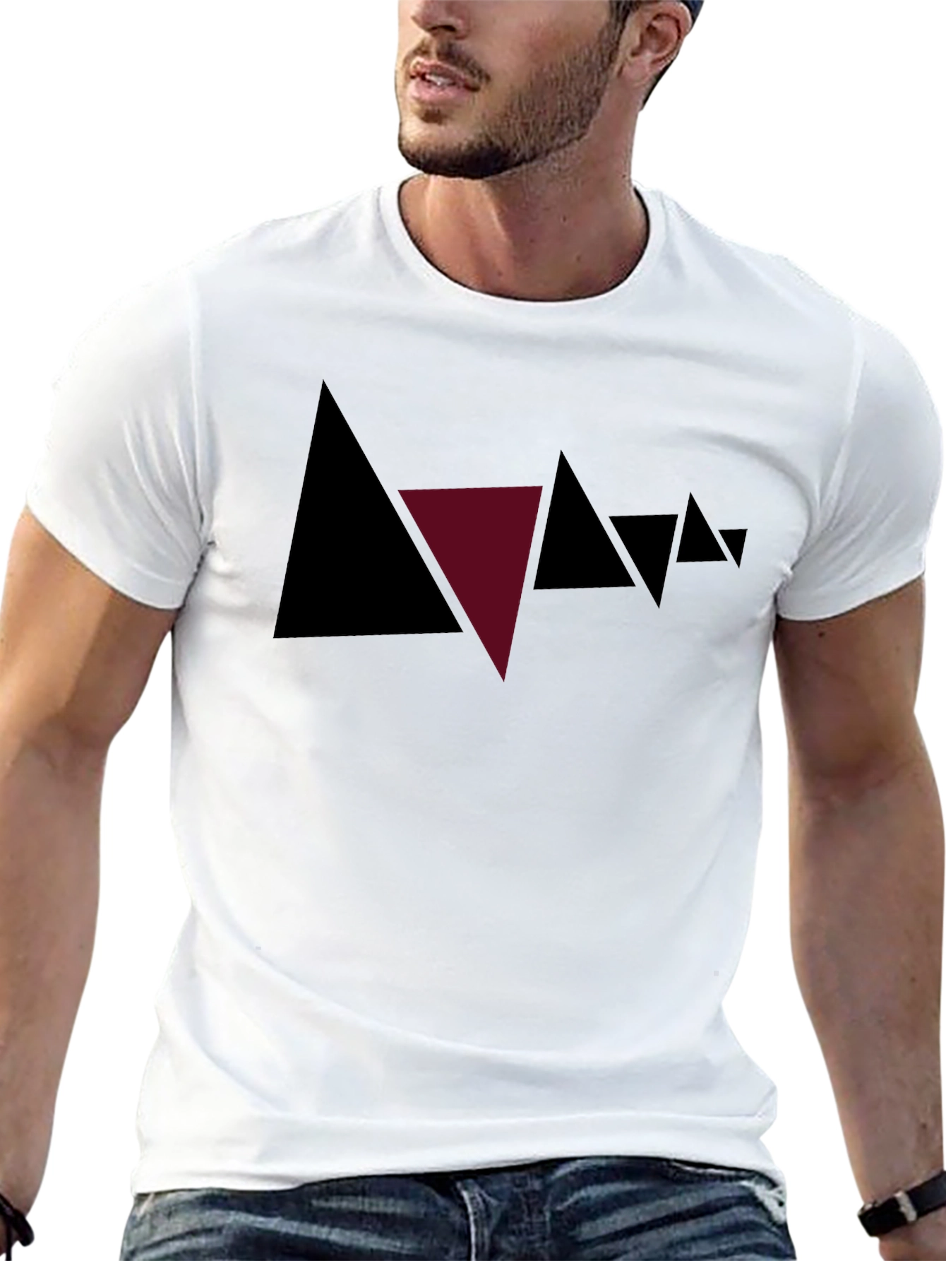Black Abstract Triangle Graphic Tee - Modern Style view 13