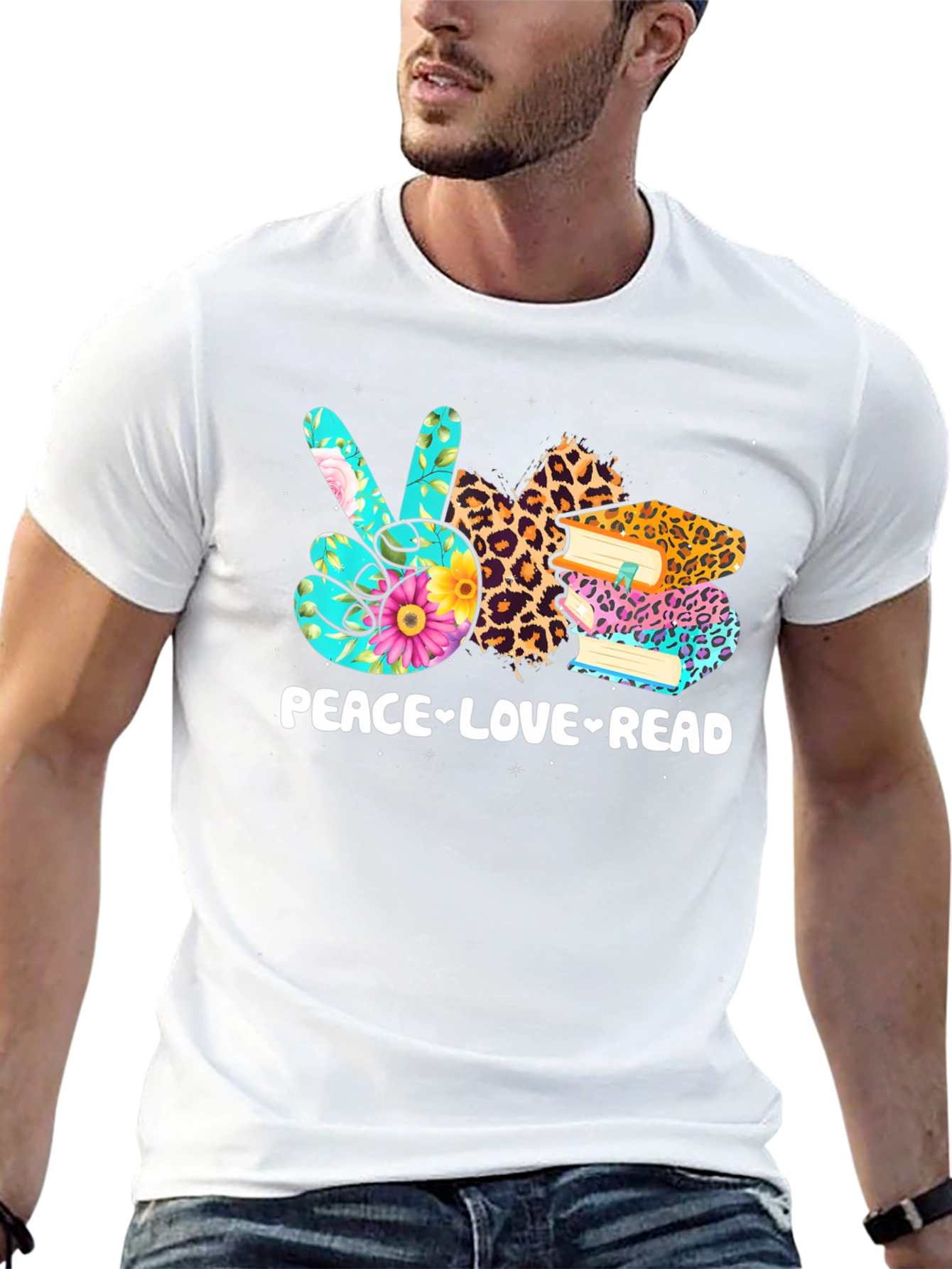 Black Peace Love Read Graphic T-Shirt view 13