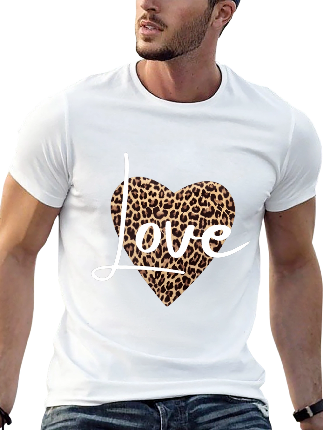Black Leopard Love Heart Print Black T-Shirt view 13
