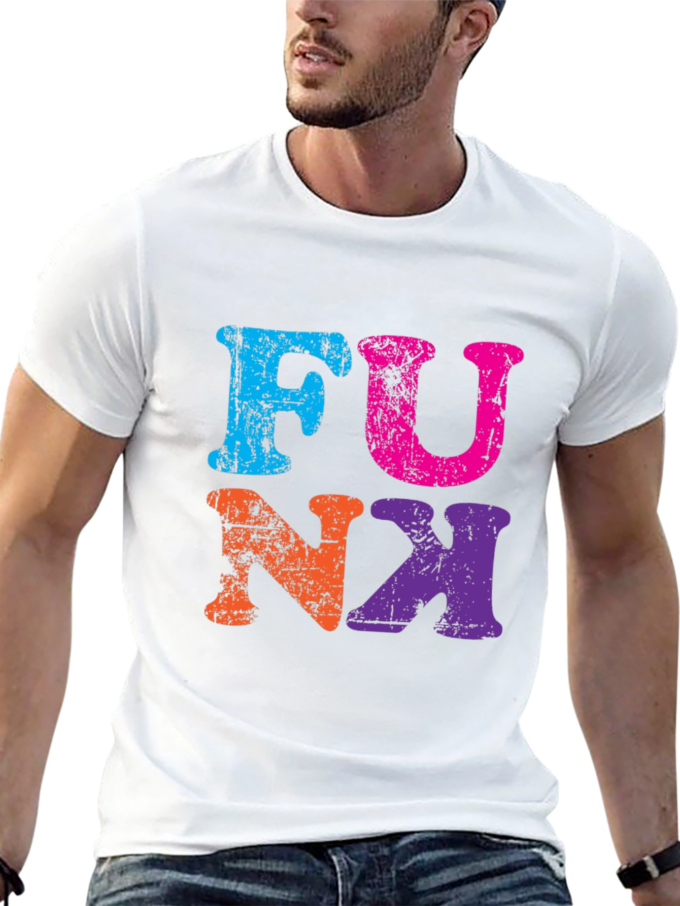 Black Retro Funk Graphic Tee - Black Cotton T-Shirt view 13