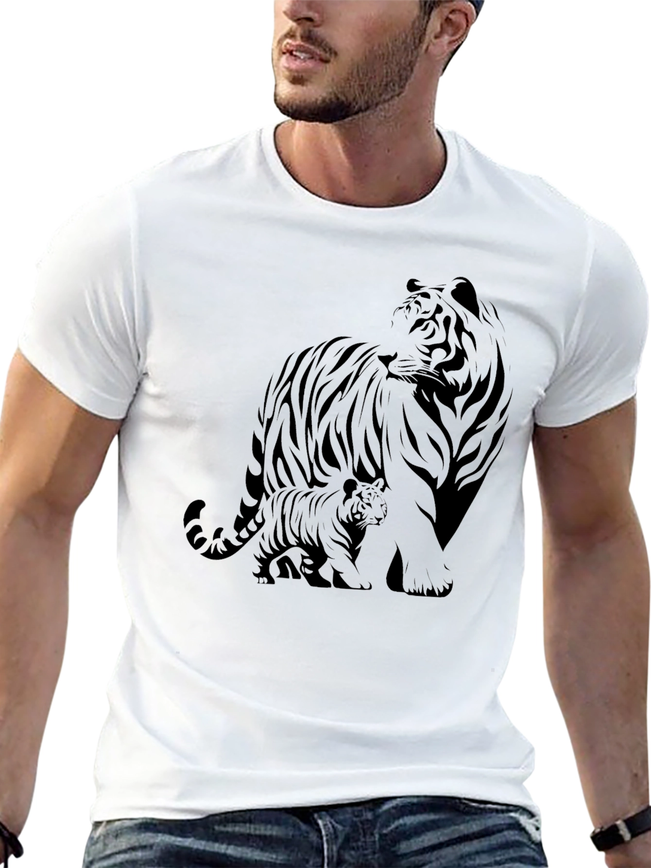 Black Black Tiger Graphic Tee - Stylish Animal Print Shirt view 13