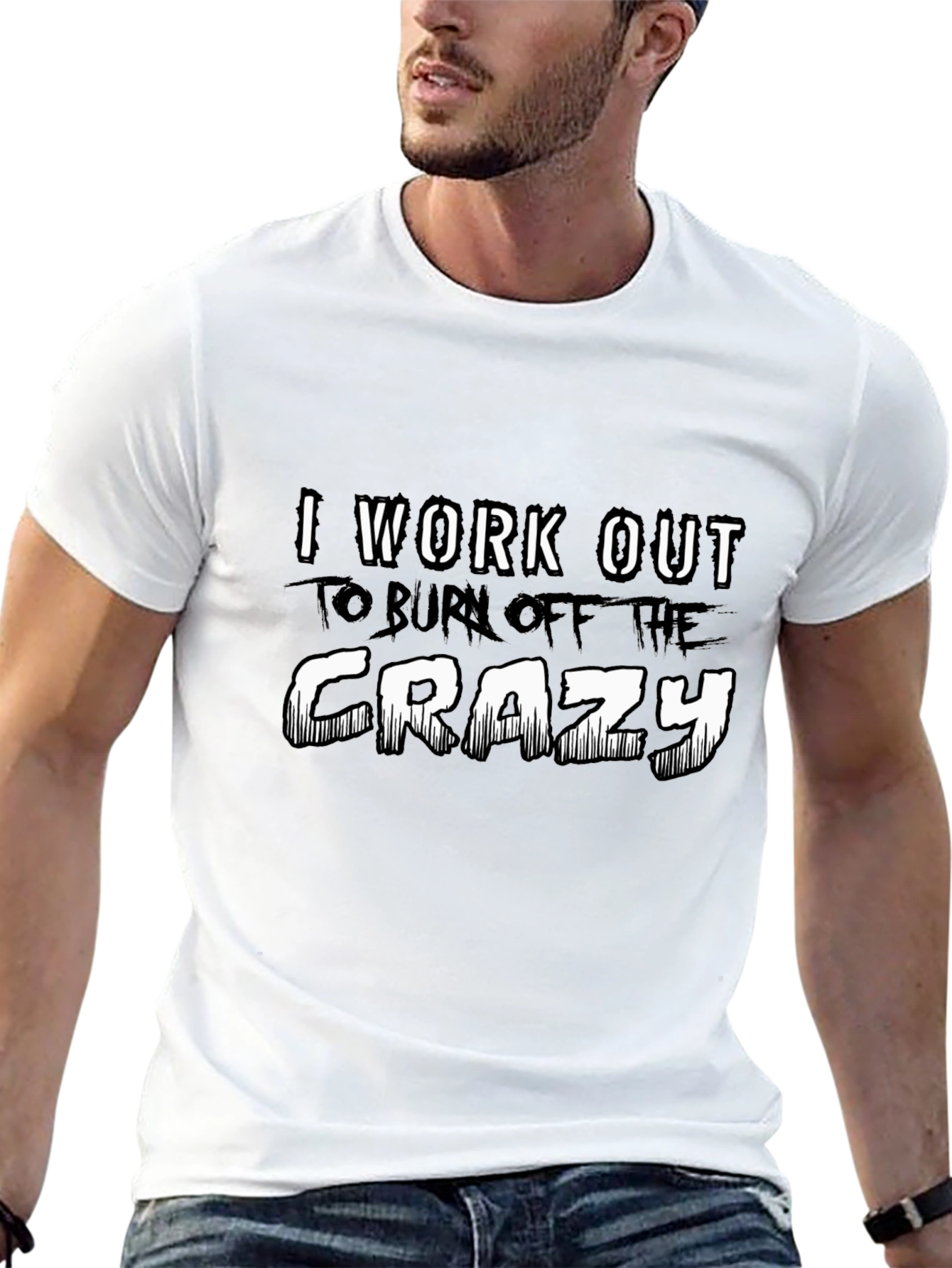 Black Workout Crazy Burnout Graphic Tee - Black view 13