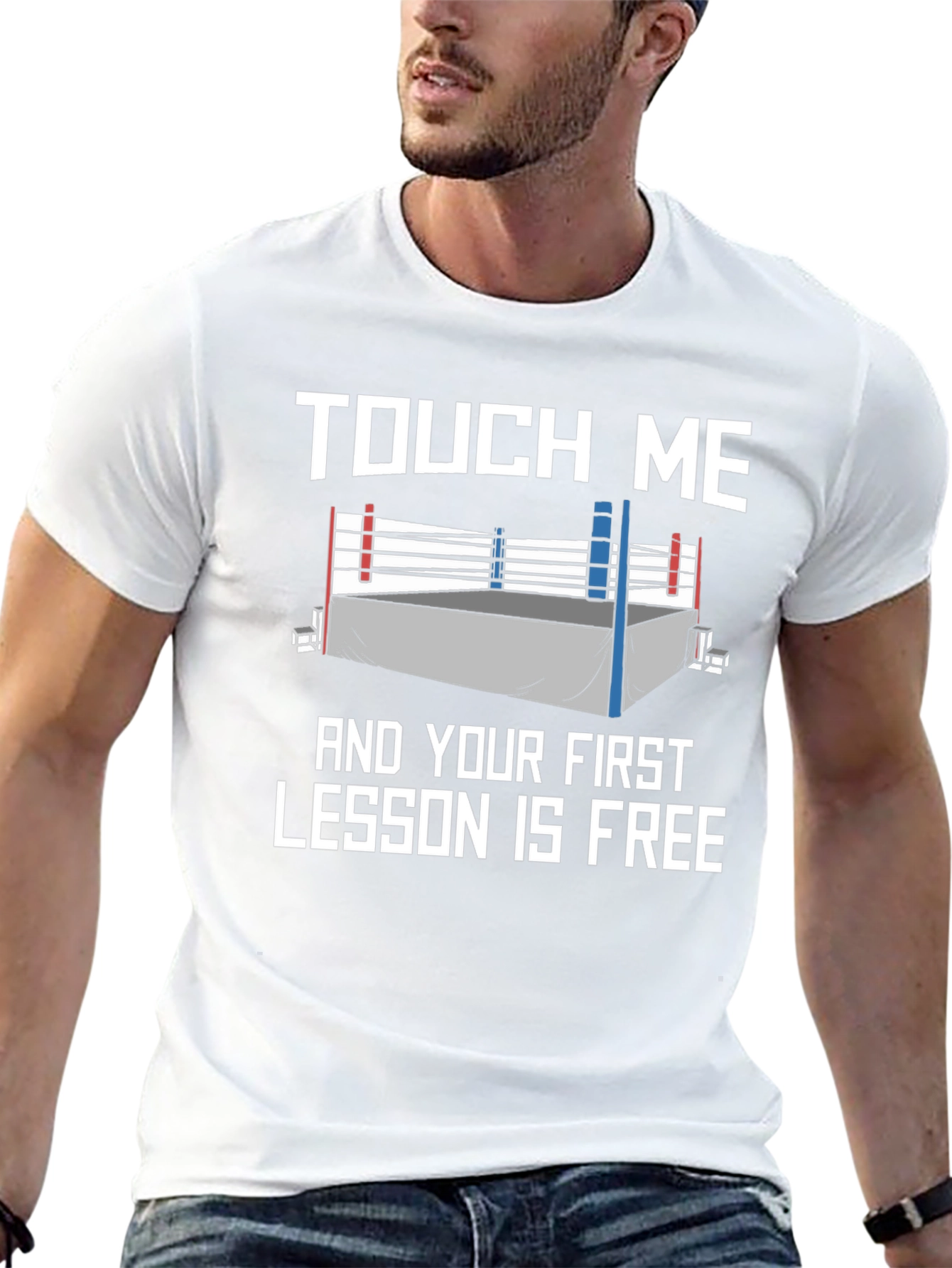 Black Touch Me Funny Boxing Lesson T-Shirt view 13