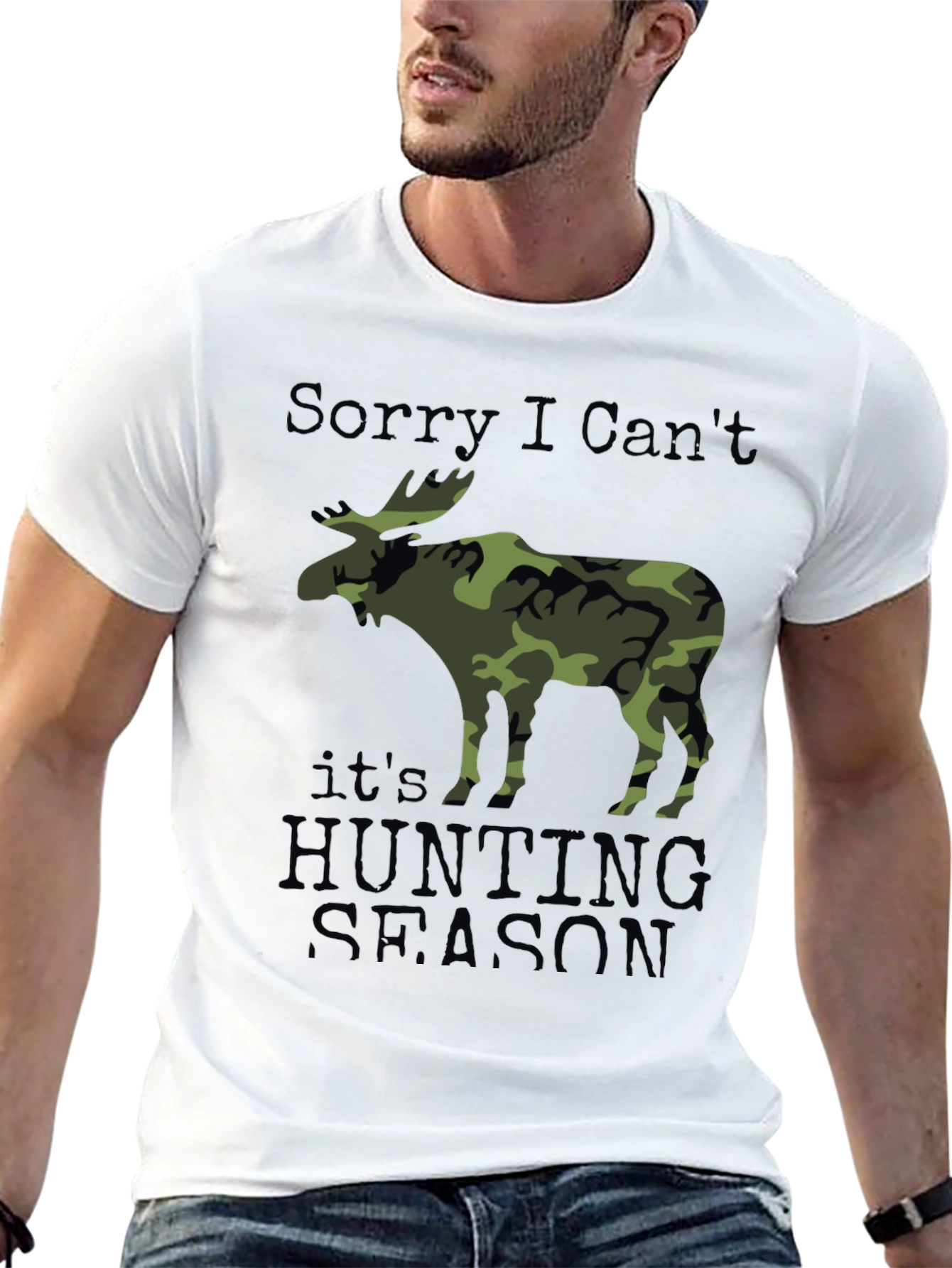 Black Hunting Season Camo Moose Graphic T-Shirt view 13