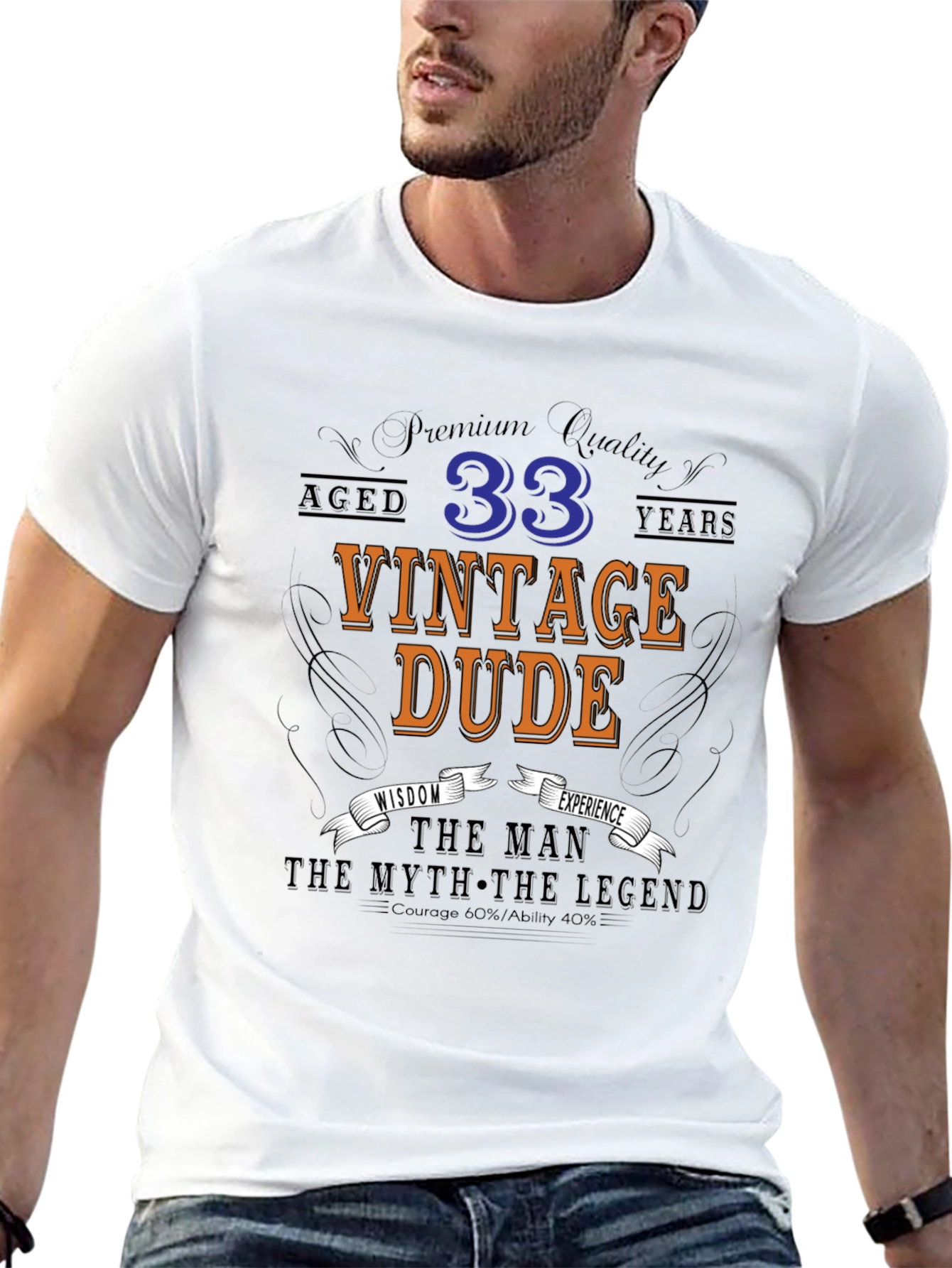 Black Vintage Dude 33rd Birthday T-Shirt view 13
