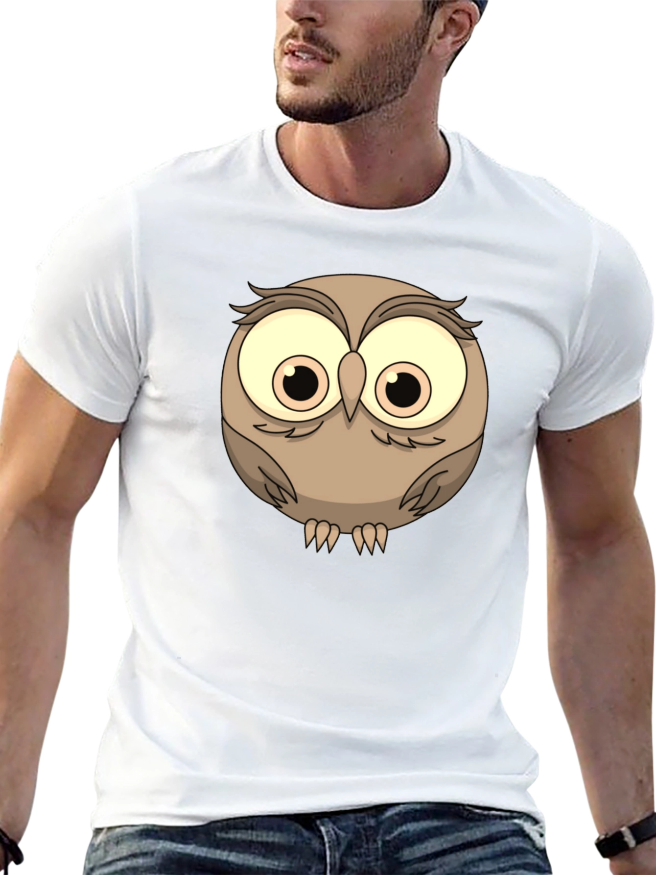 Black Cute Owl Graphic Tee - Men's Black T-Shirt view 13
