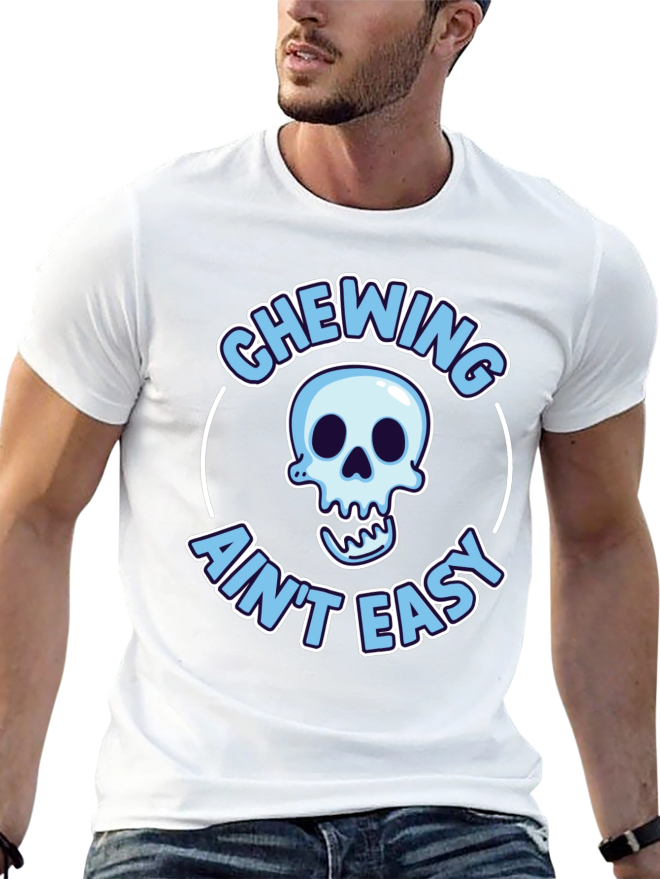 Black Chewing Ain't Easy Skeleton Graphic Tee view 13