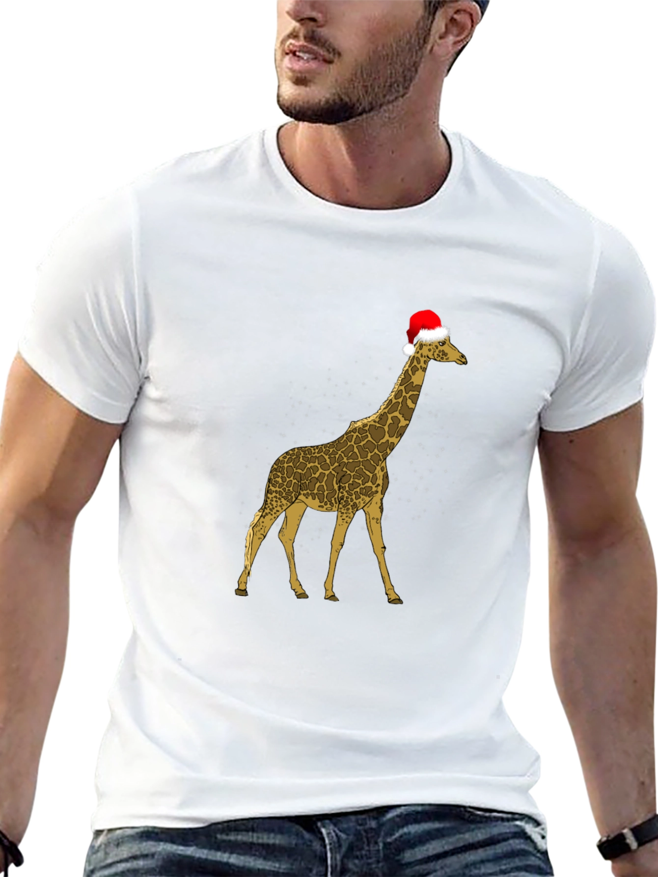 Black Festive Giraffe Tee - Christmas Holiday Apparel view 13